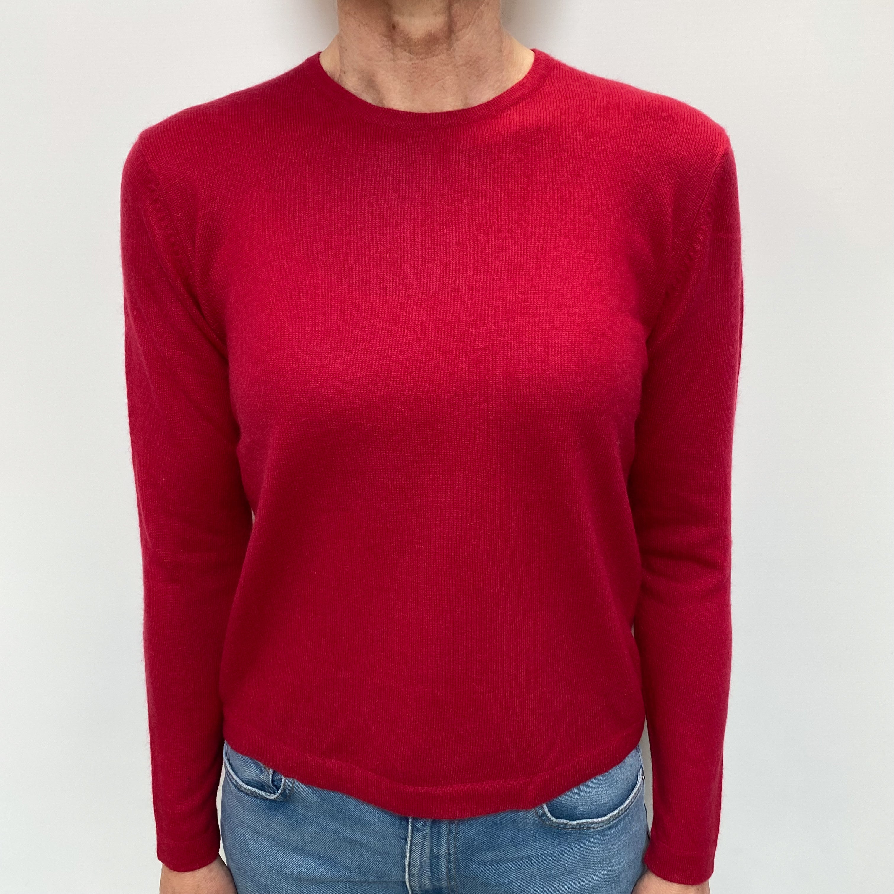 Cherry Pink Cashmere Crew Neck Jumper Small