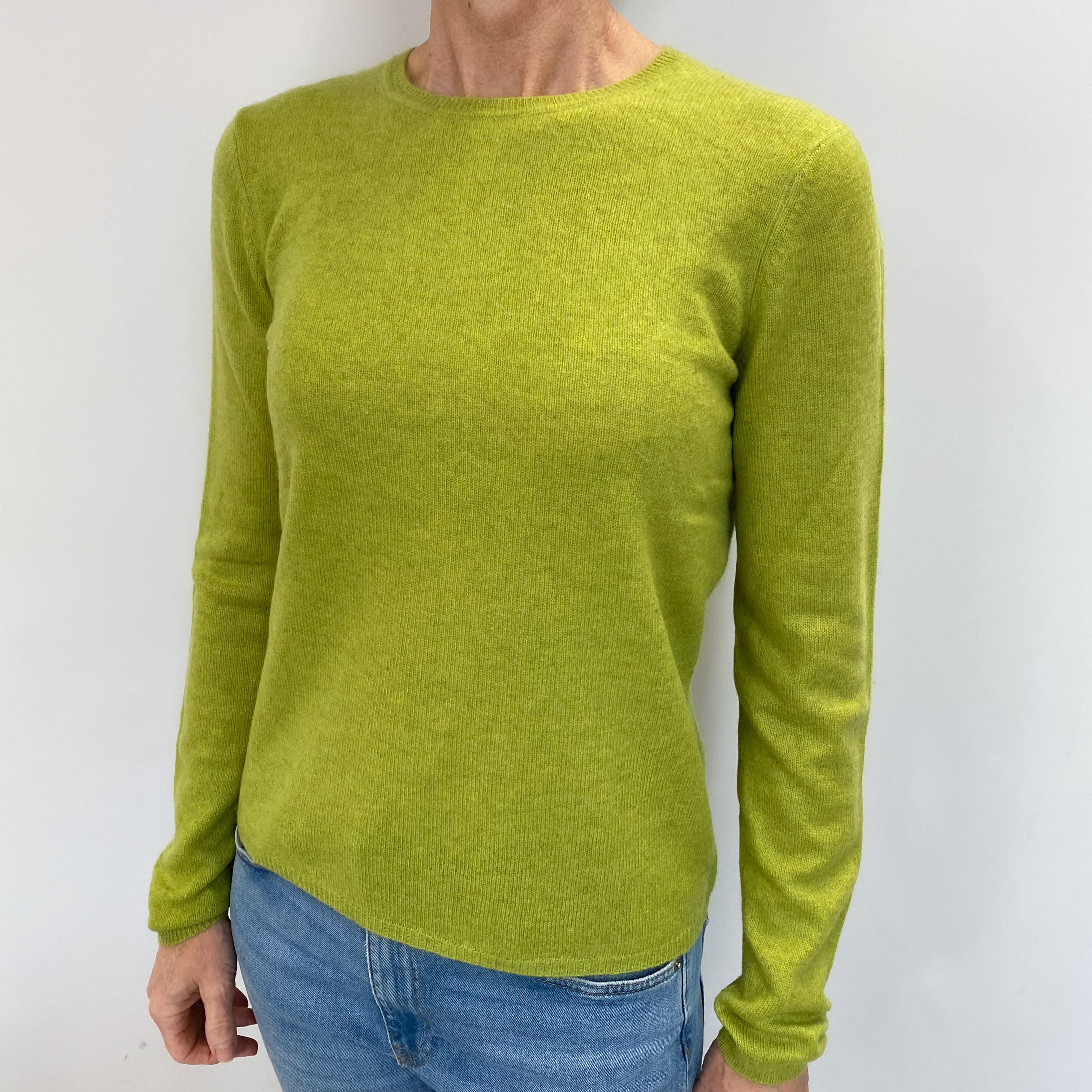 Pear Green Cashmere Crew Neck Jumper Small