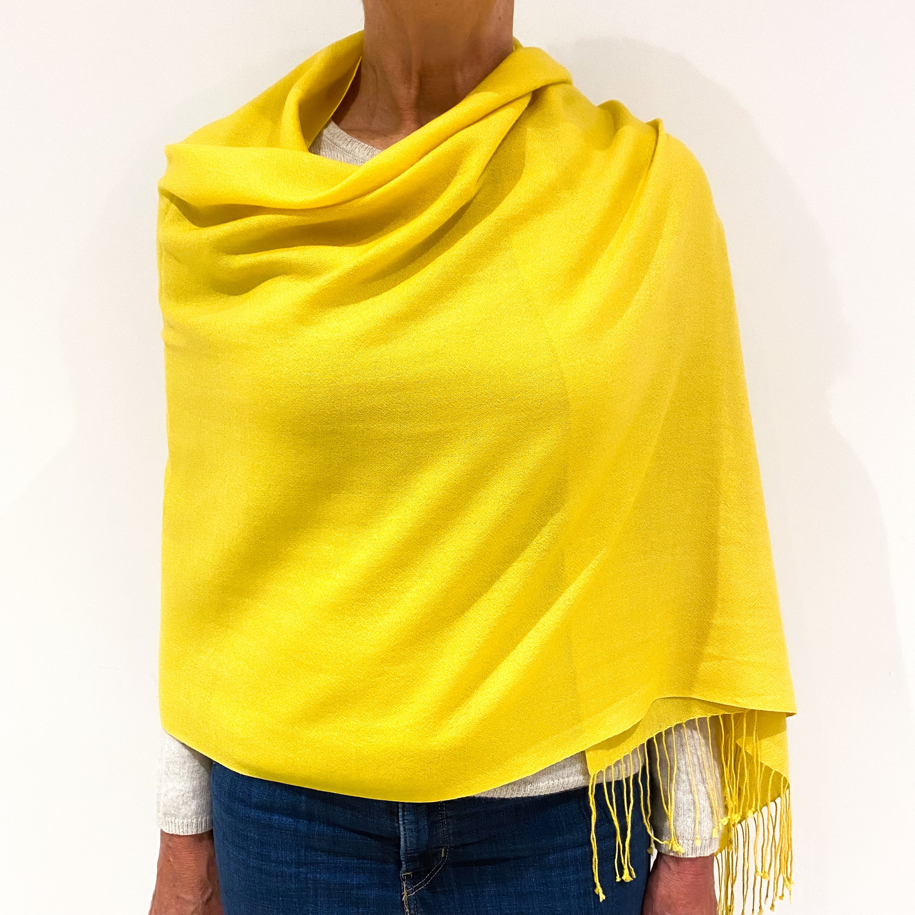 Brand New Sunshine Yellow Cashmere Pashmina Scarf