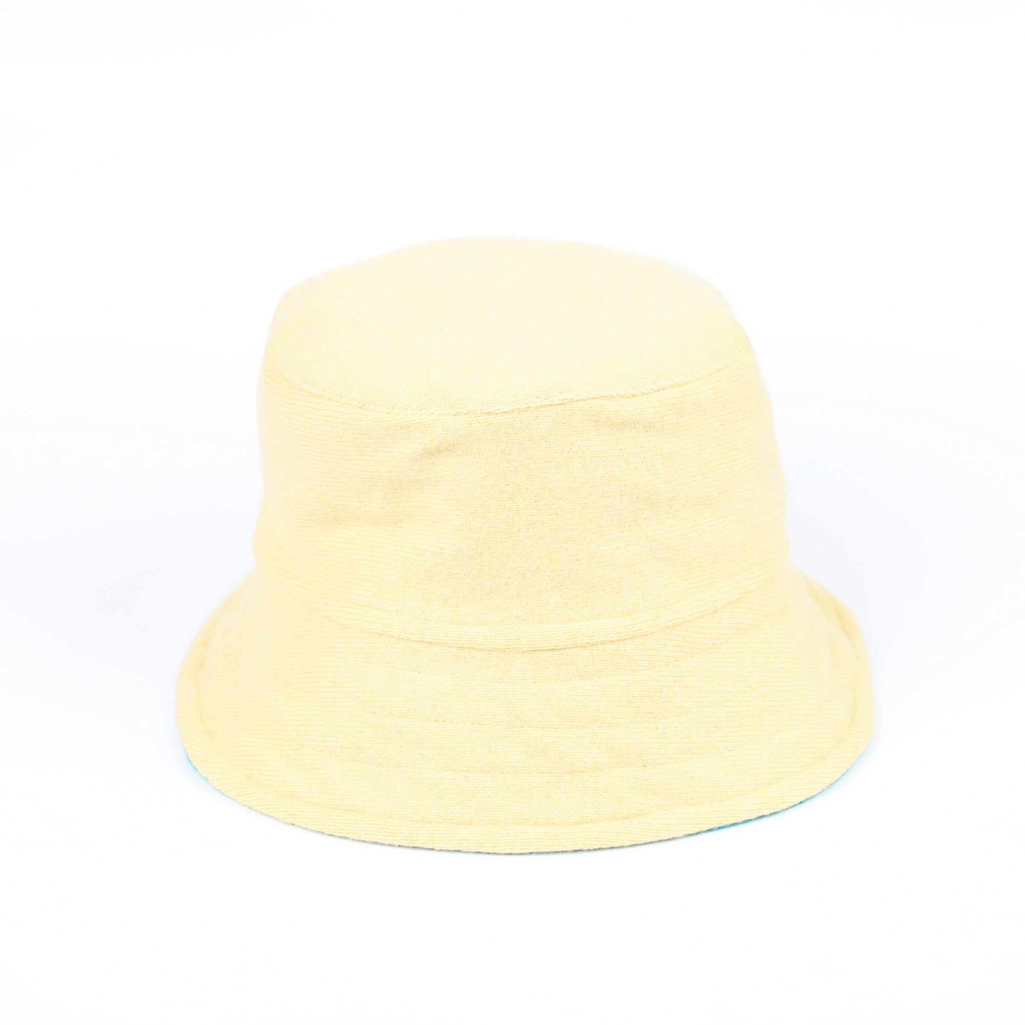 Peacock Green and Lemon Reversible Cashmere Bucket Hat Medium