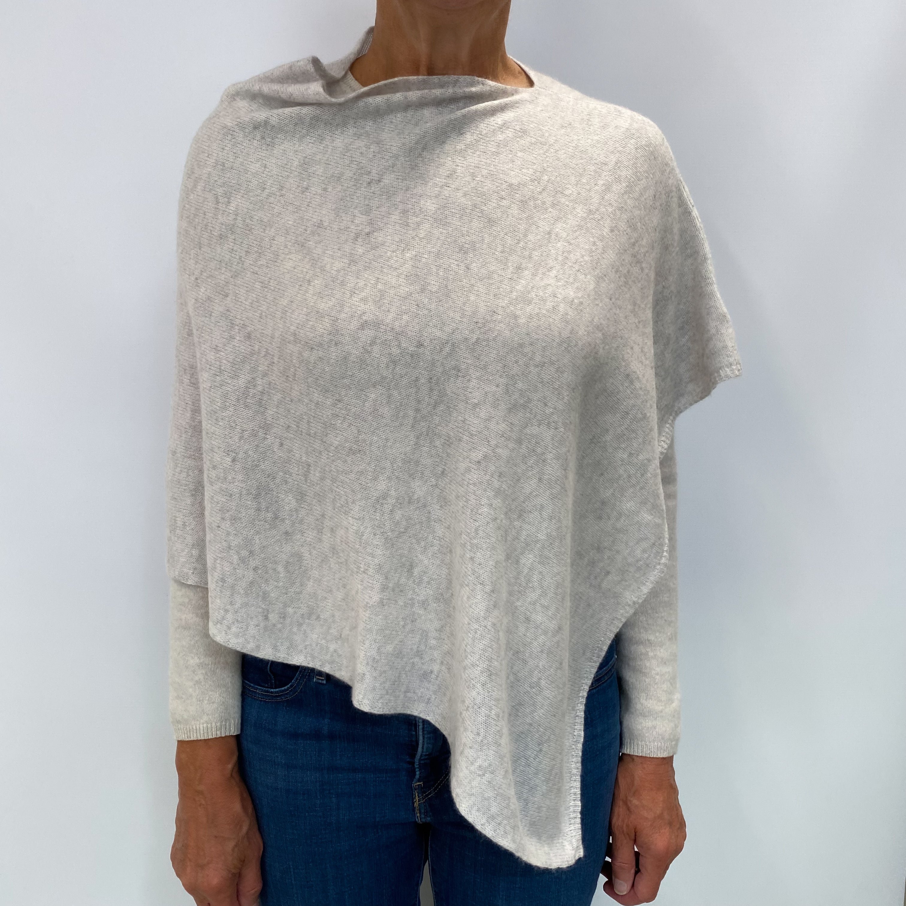 Mist Grey Cashmere Poncho One Size