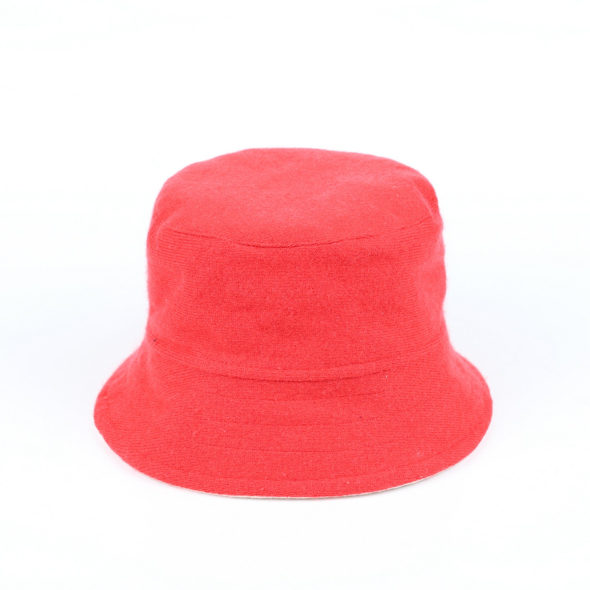 Berry Red and Ivory Reversible Cashmere Bucket Hat Medium