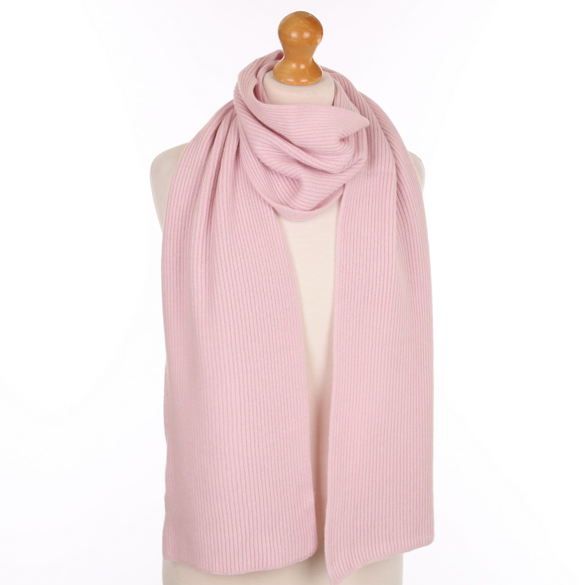 Brand New Scottish Baby Pink Rib Cashmere Scarf