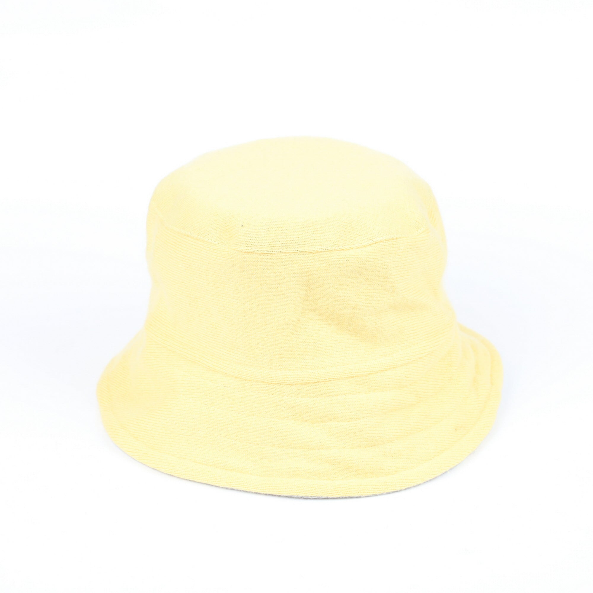 Custard Yellow Reversible Cashmere Bucket Hat Small