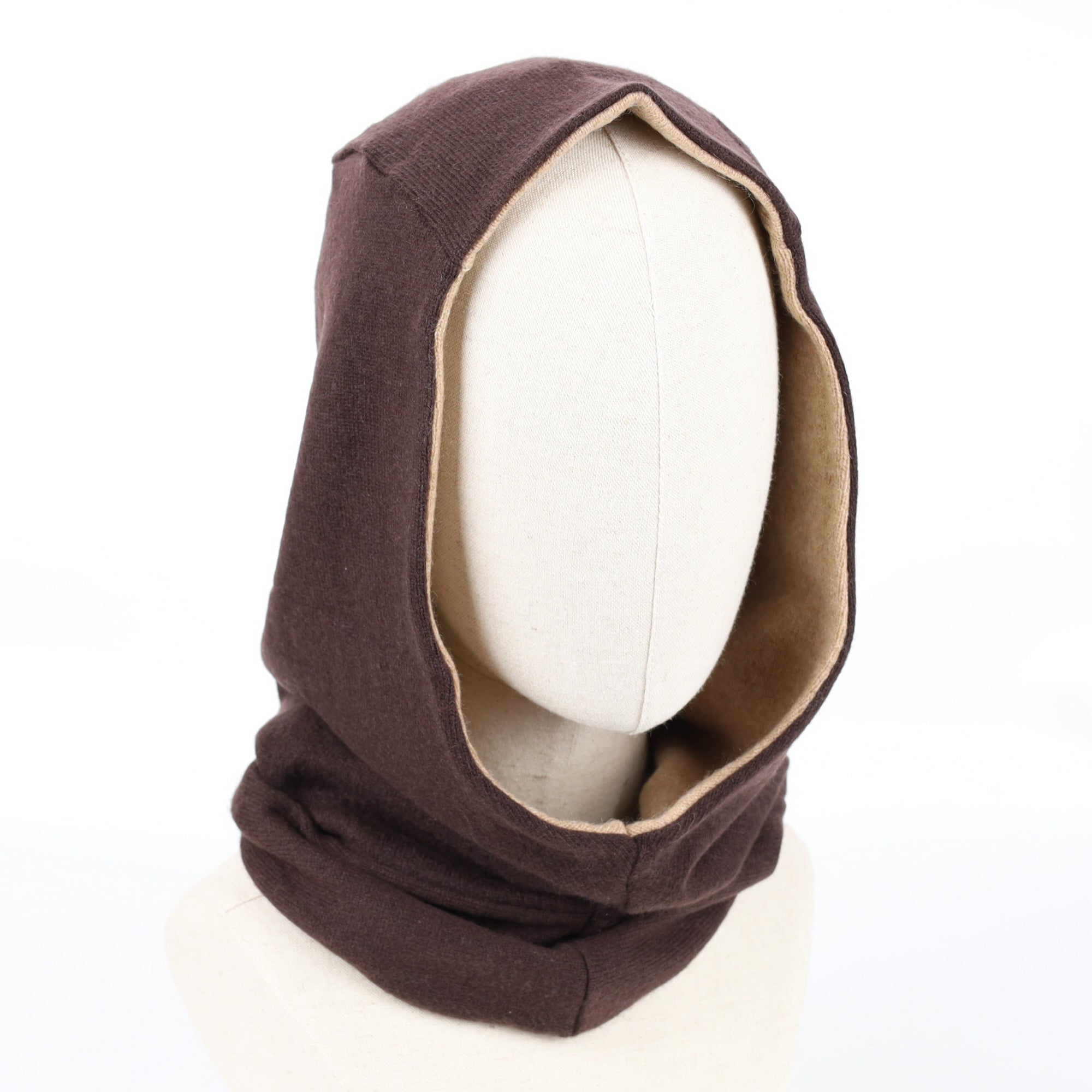 Chocolate Brown and Camel Luxury Reversible Cashmere Hood Unisex