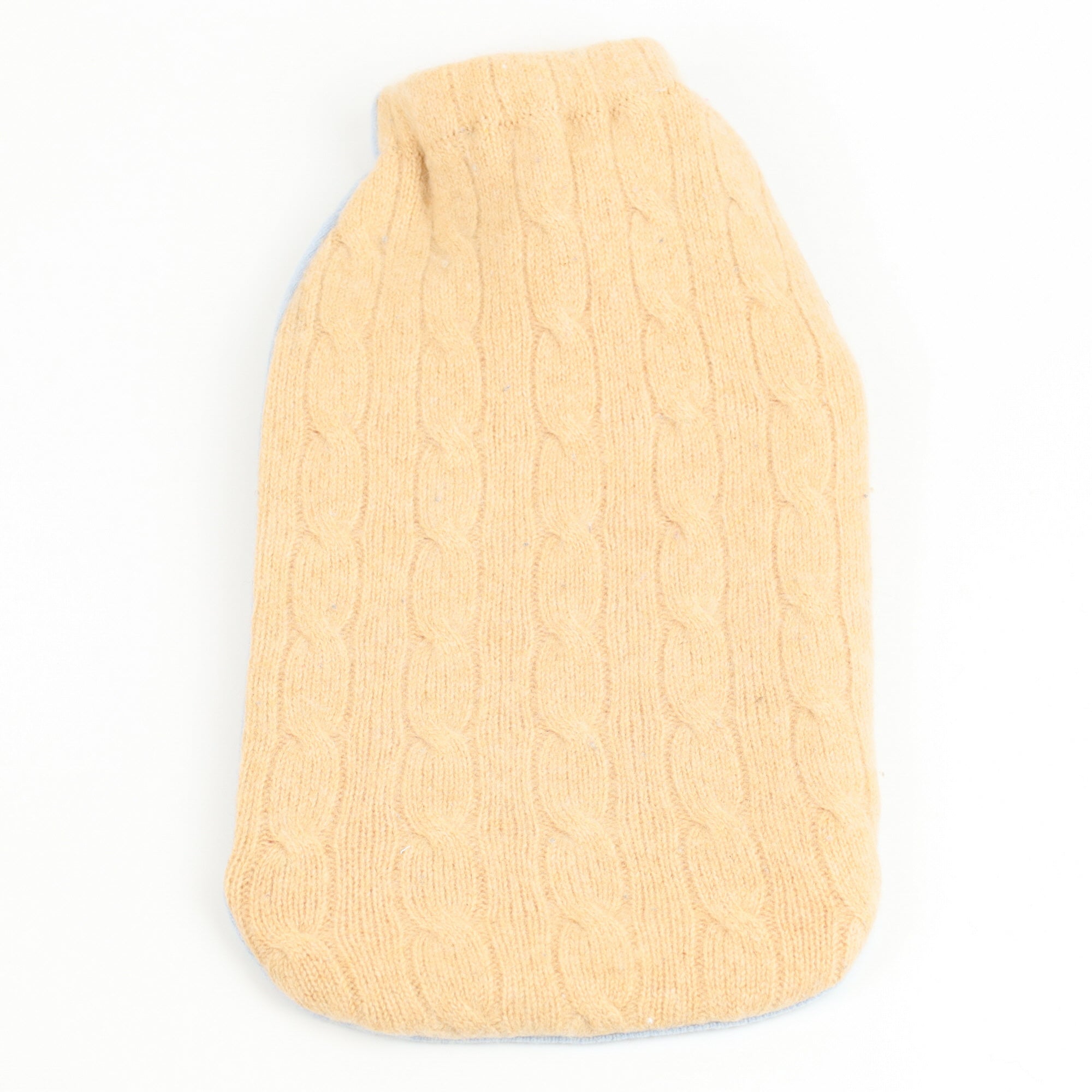 Beige Cable and Ice Blue Large Cashmere Hot Water Bottle