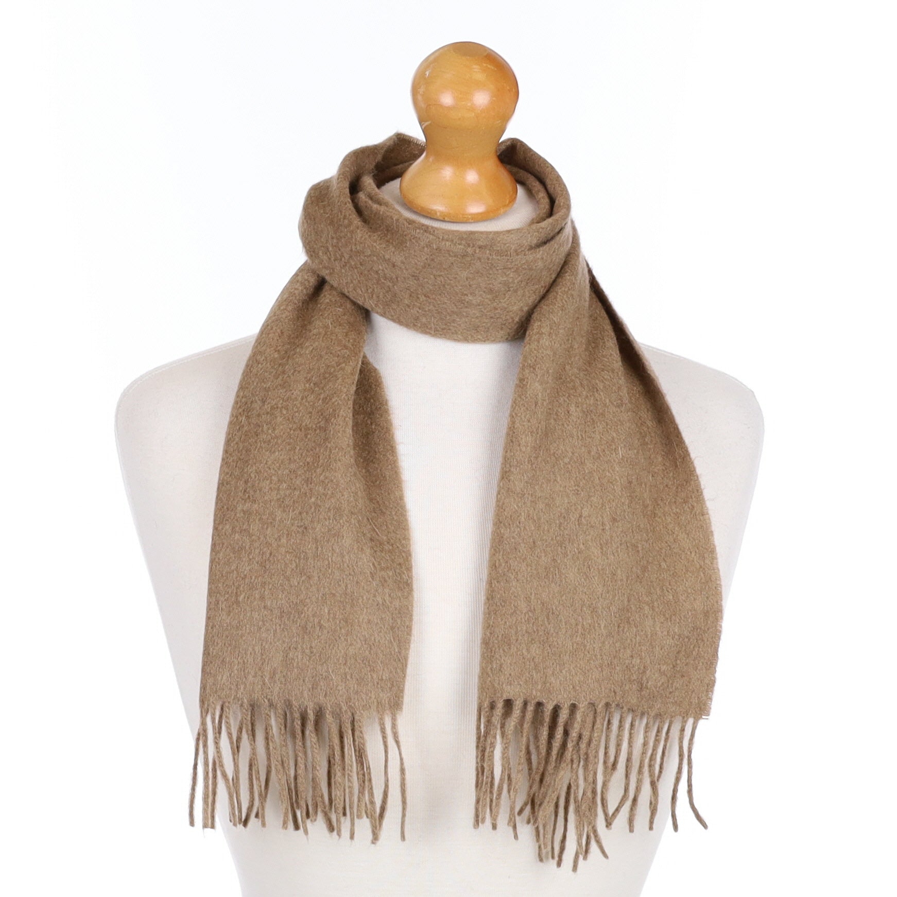 Toffee Brown Cashmere Fringed Woven Scarf