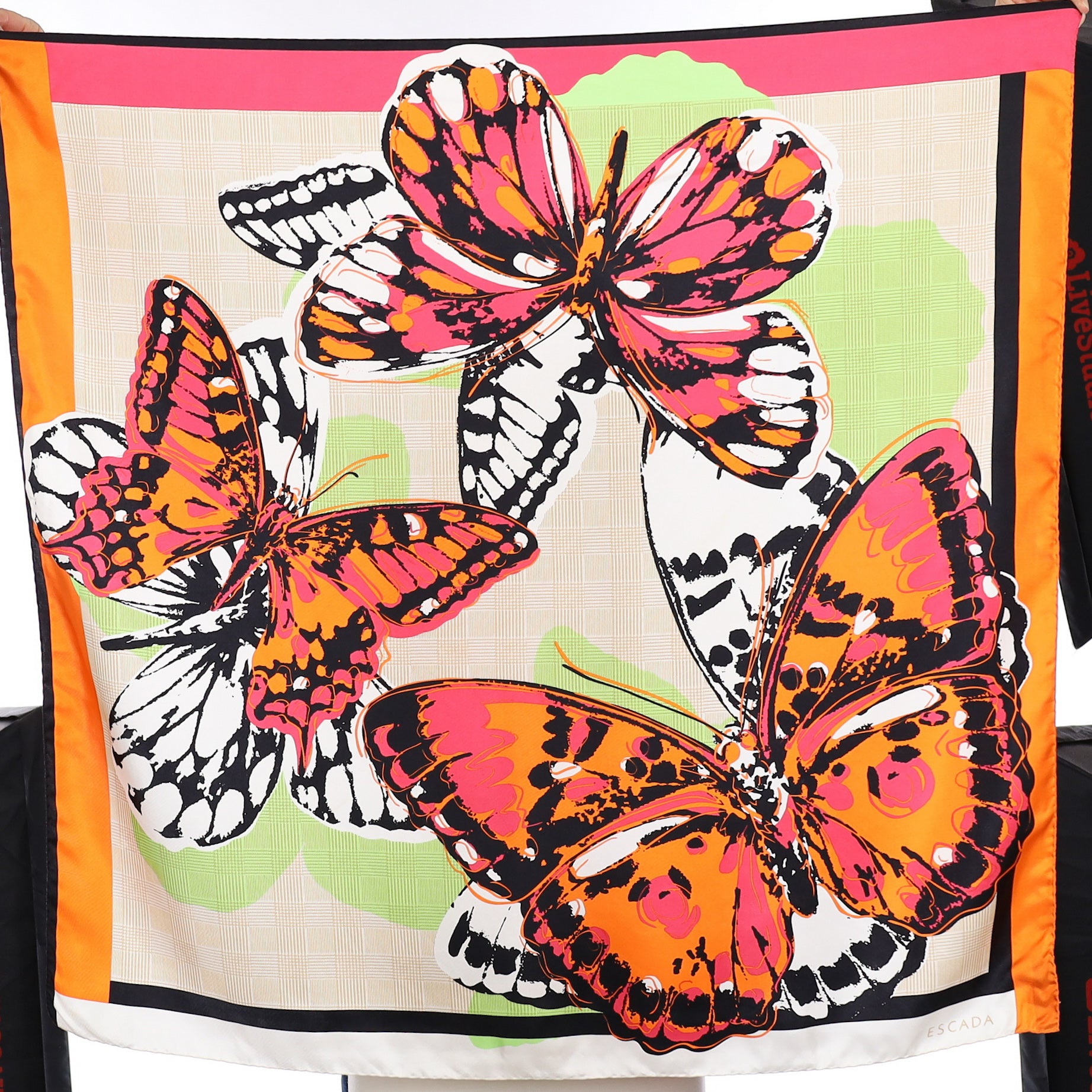 Escada Orange Butterfly Silk Scarf