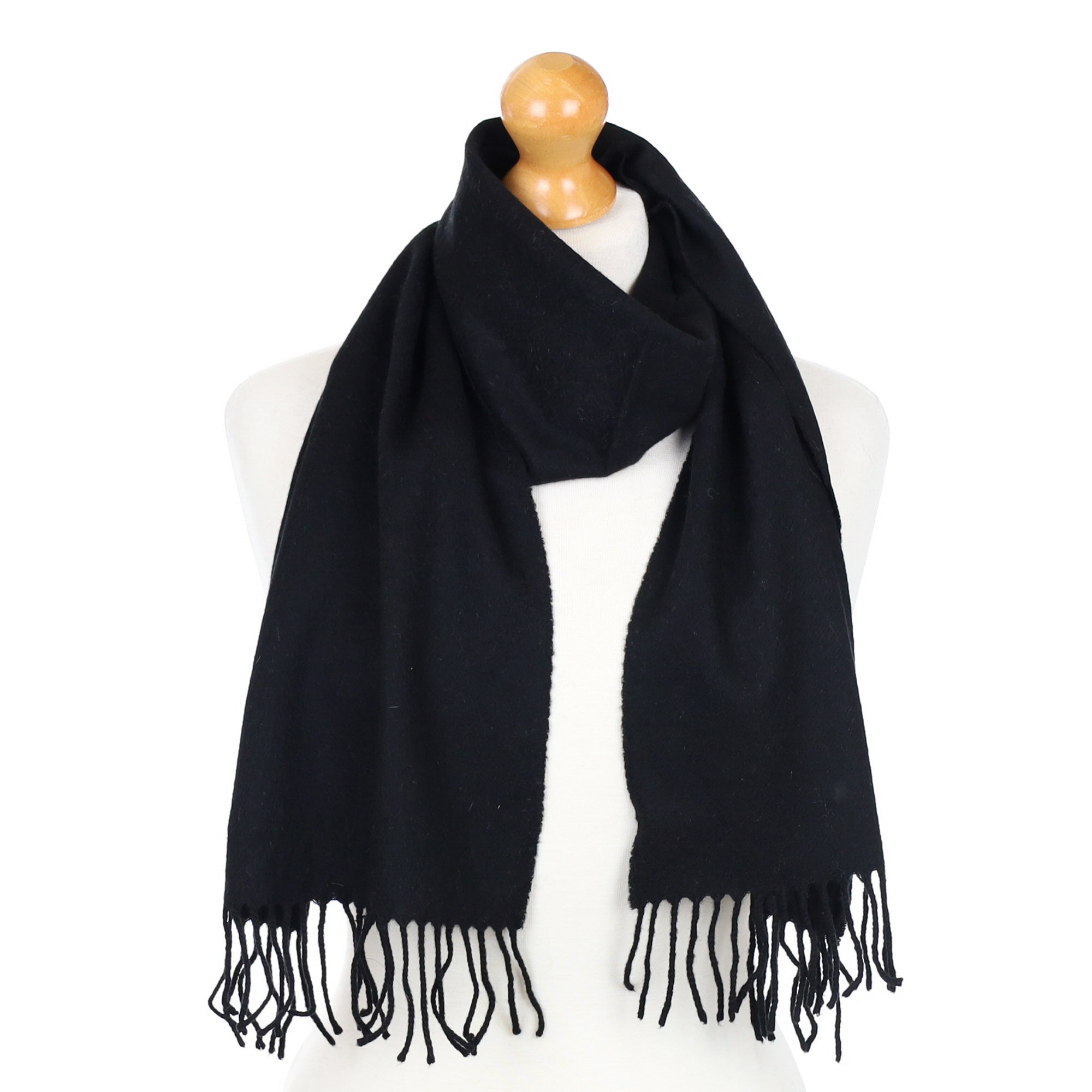 Black Fringed Cashmere Woven Scarf