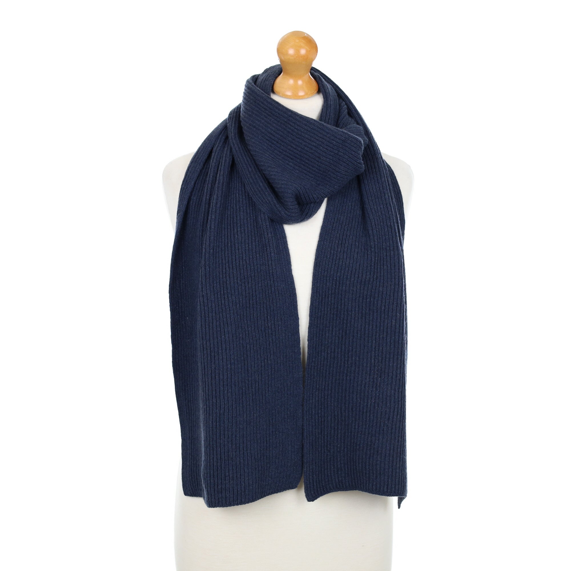 Brand New Scottish Midnight Blue Rib Cashmere Scarf