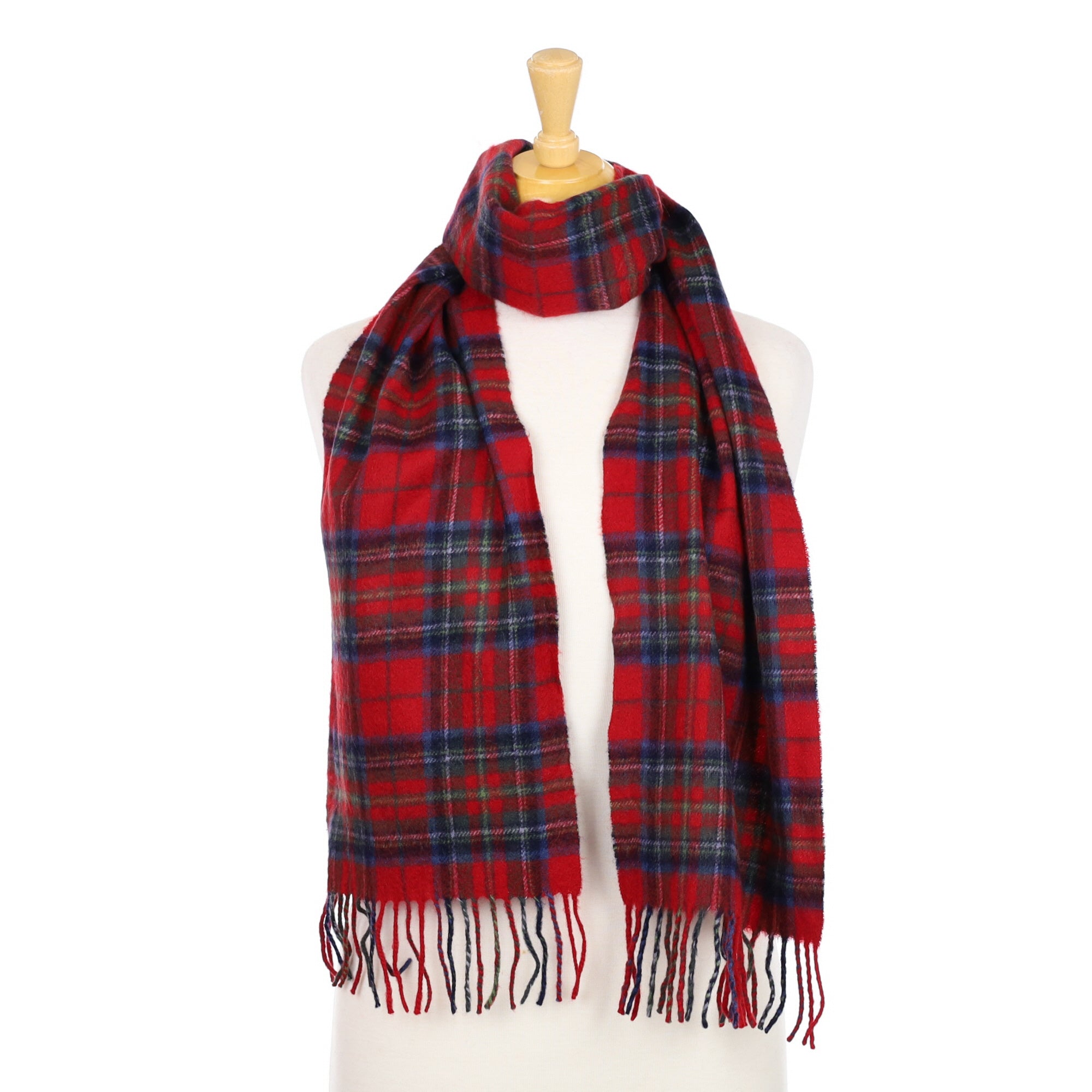 Red and Blue Tartan Cashmere Woven Scarf