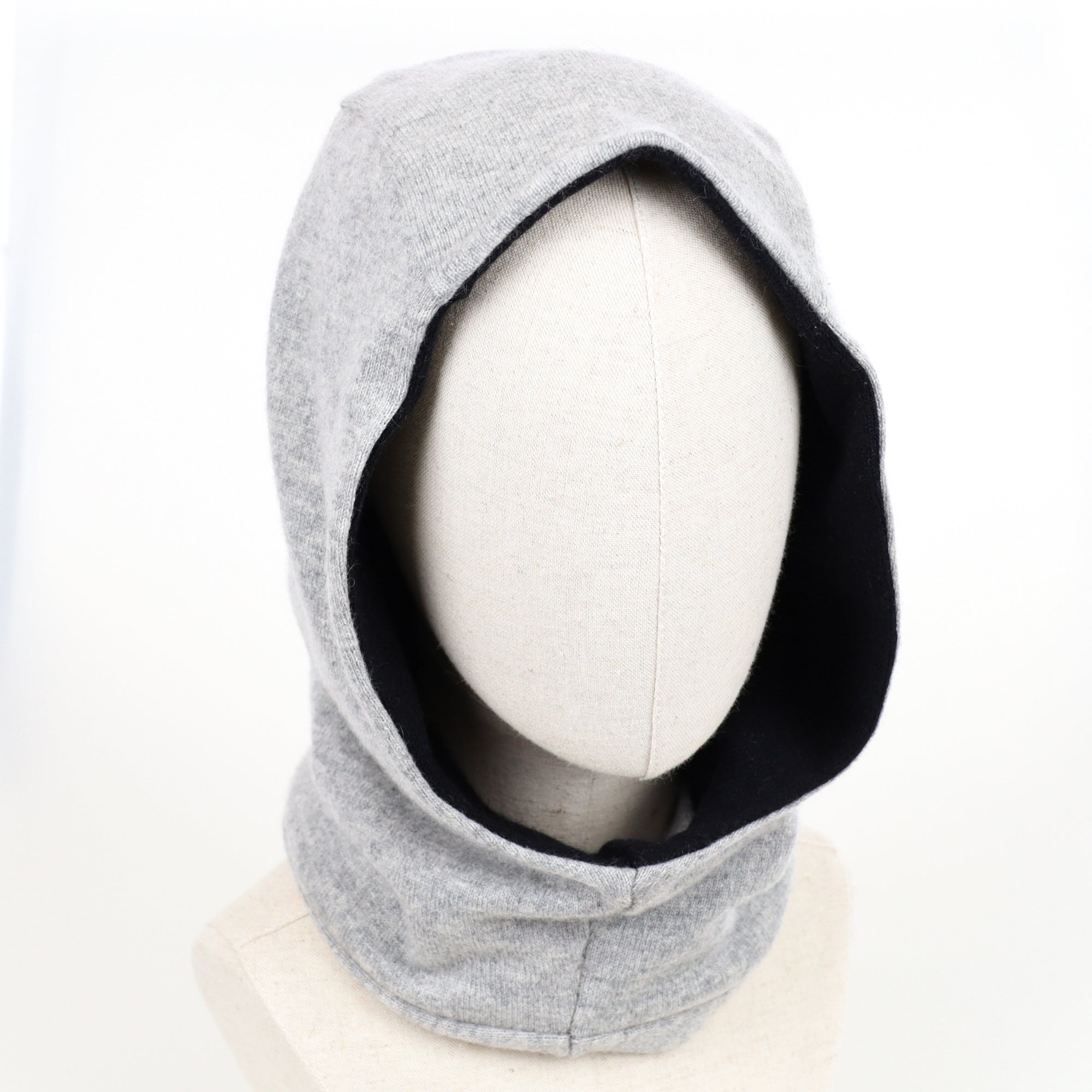 Pale Grey and Black Luxury Reversible Cashmere Hood Unisex