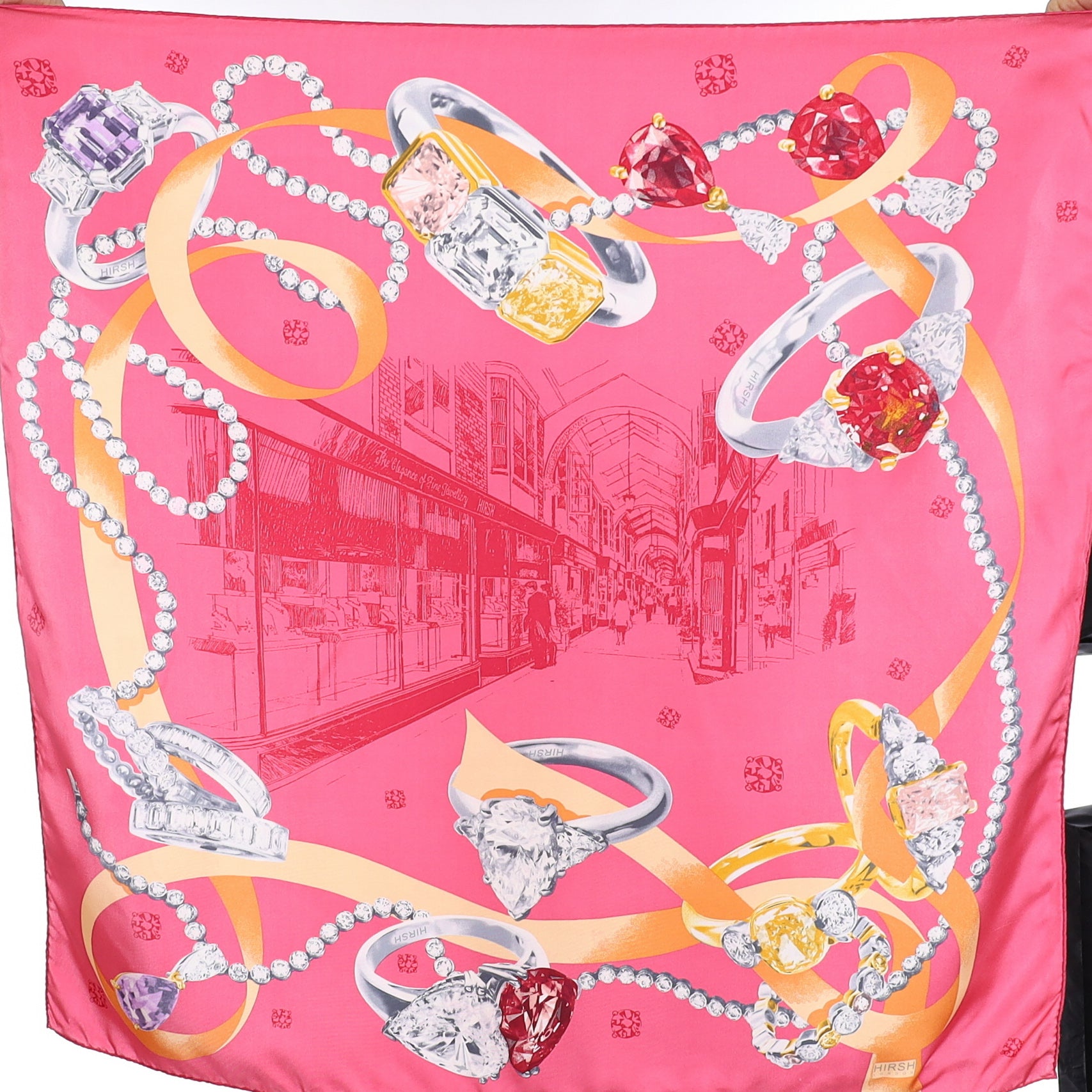 Hirsh London Pink Design Silk Scarf