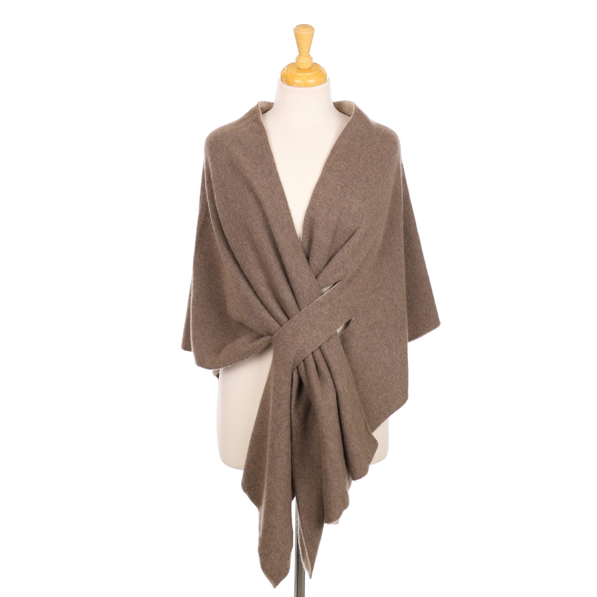 Mocha and Taupe Reversible Cashmere Wrap/Cape