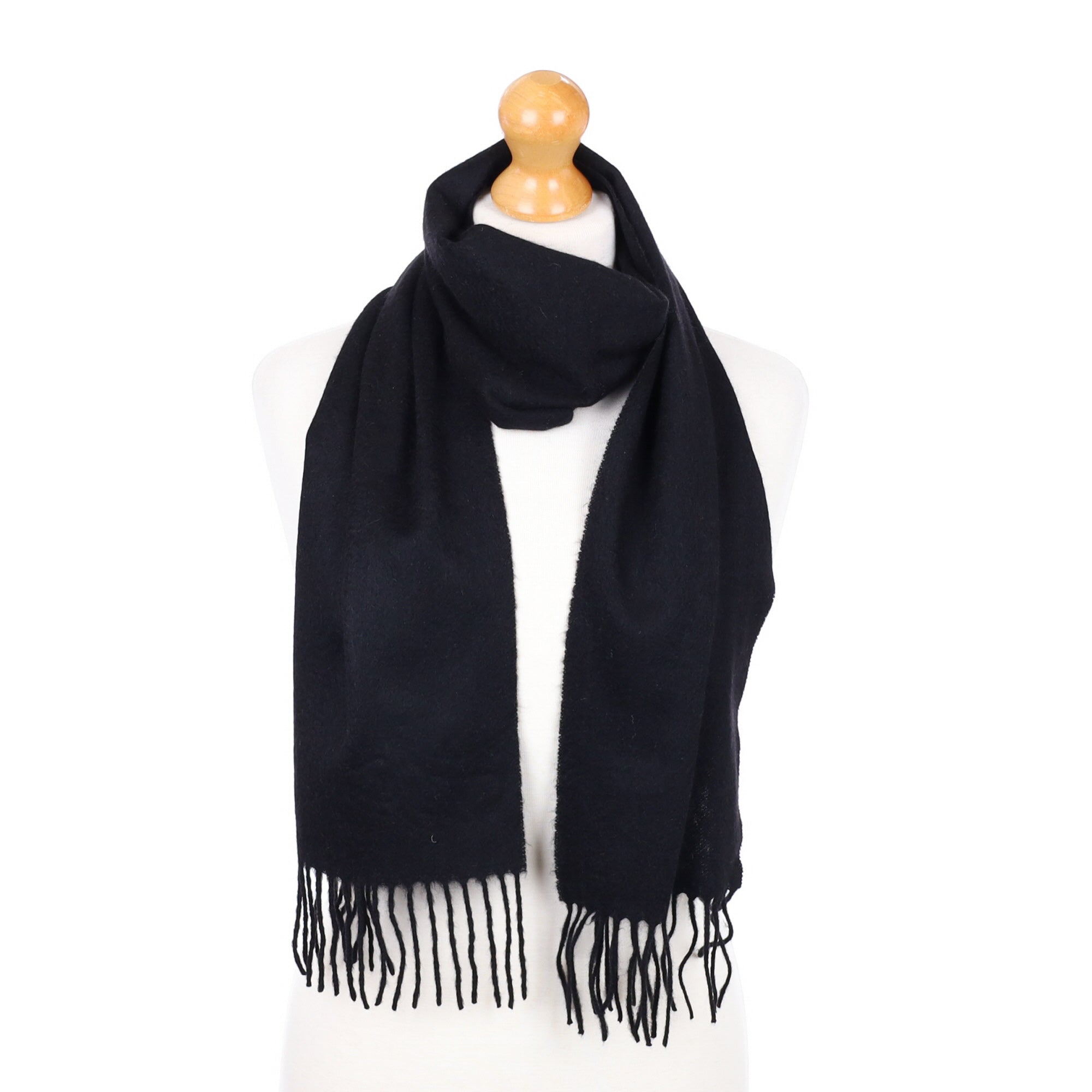 Black Fringed Cashmere Woven Scarf