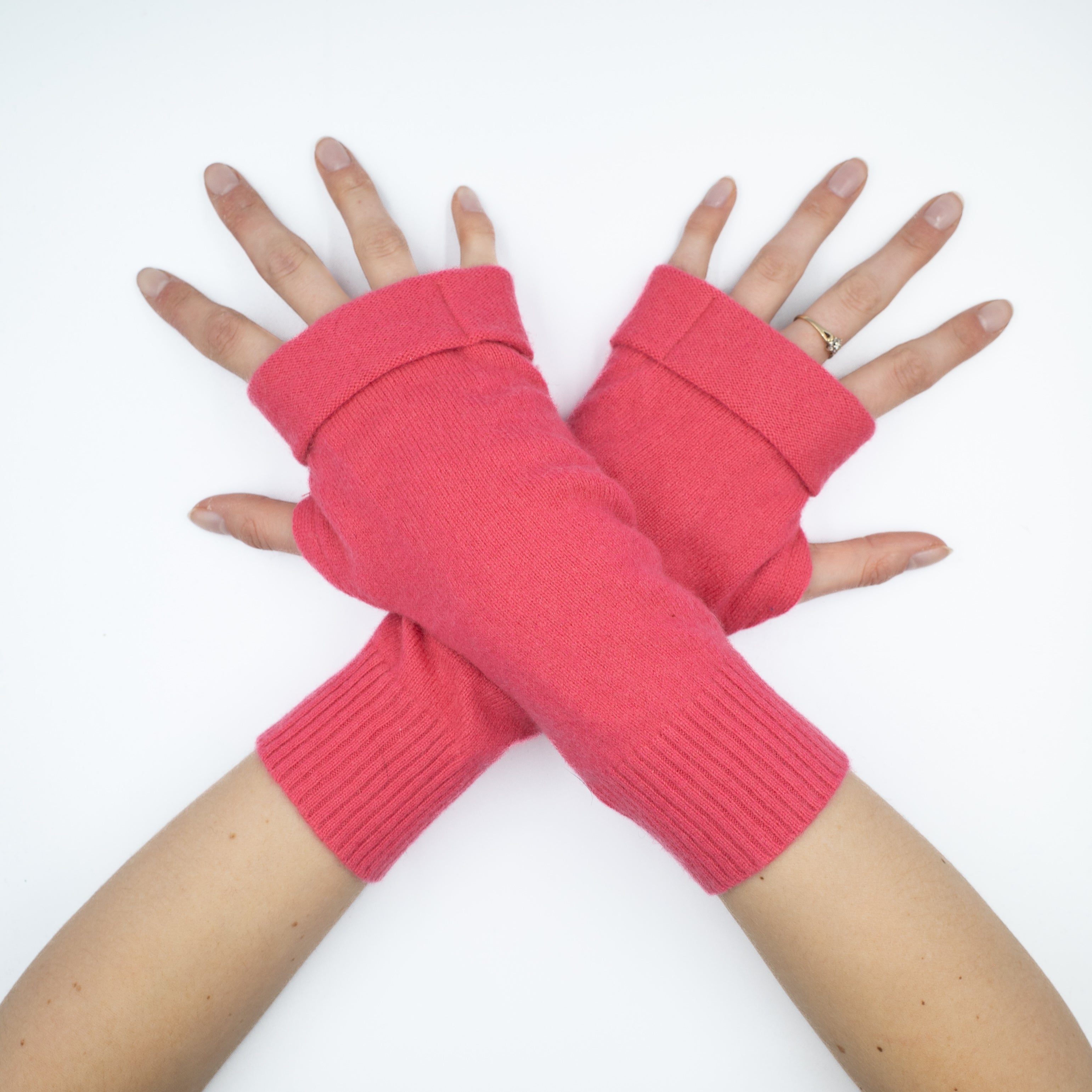 Punch Pink Fingerless Gloves