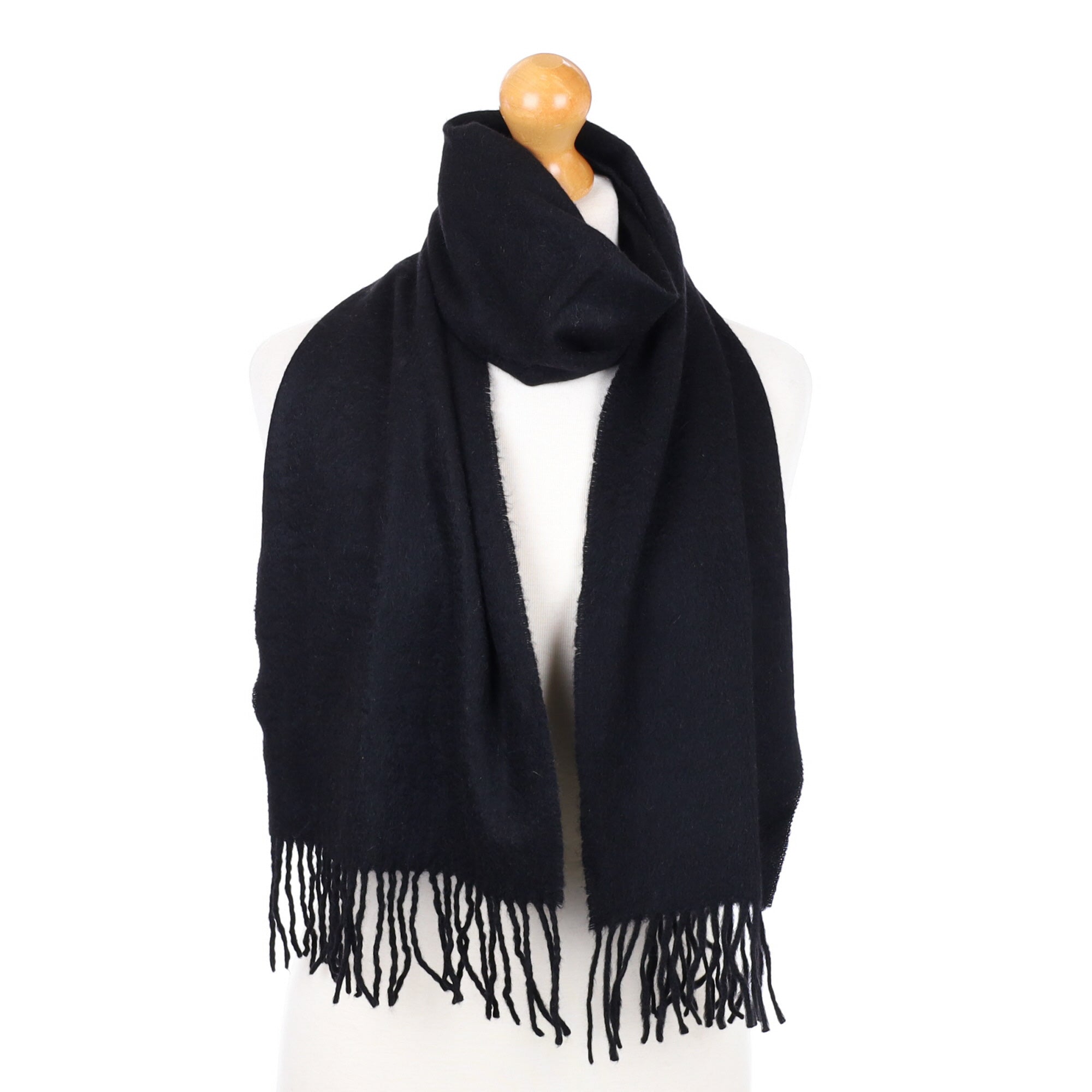 Black Fringed Cashmere Woven Scarf