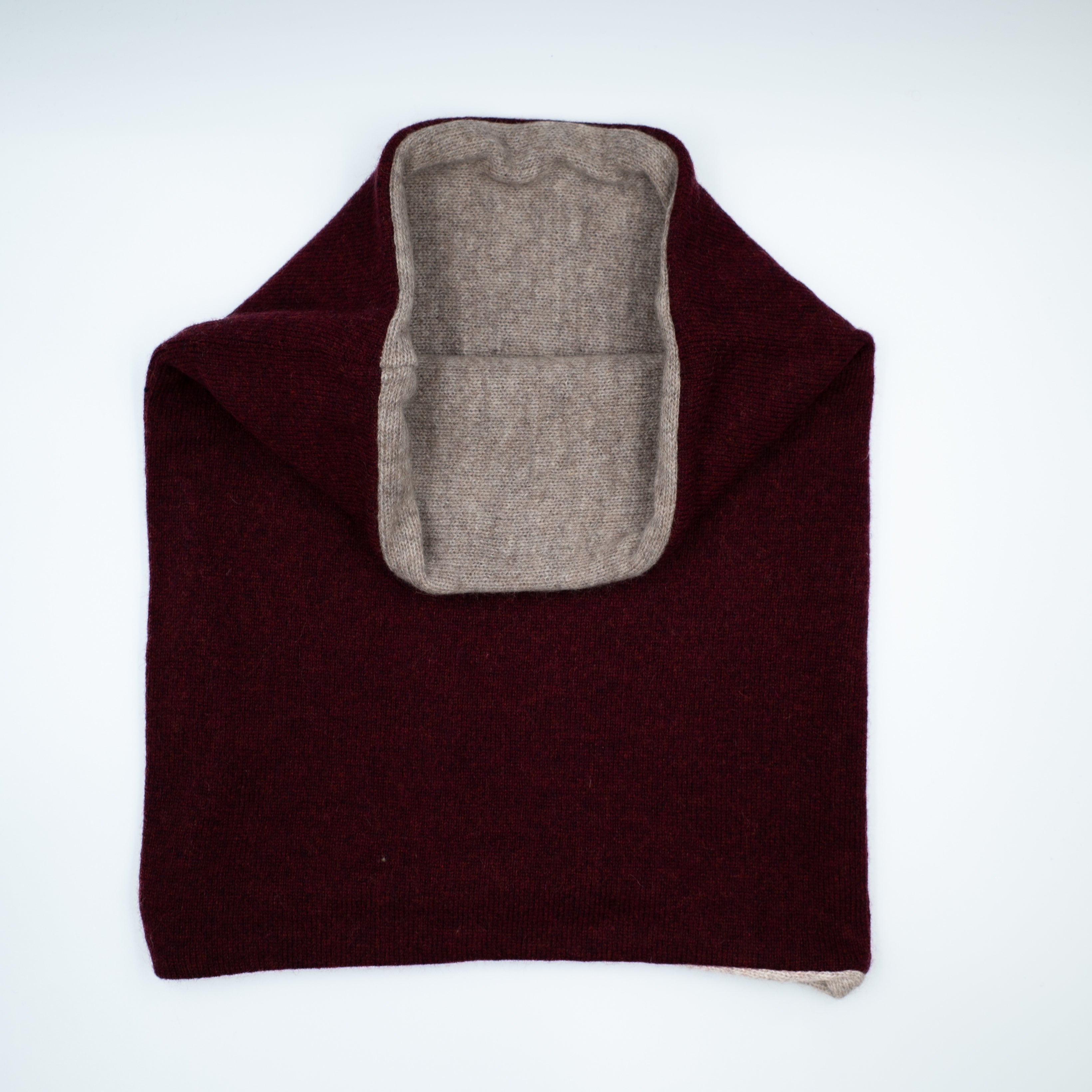 Wine Red and Mocha Luxury Double Layered Snood