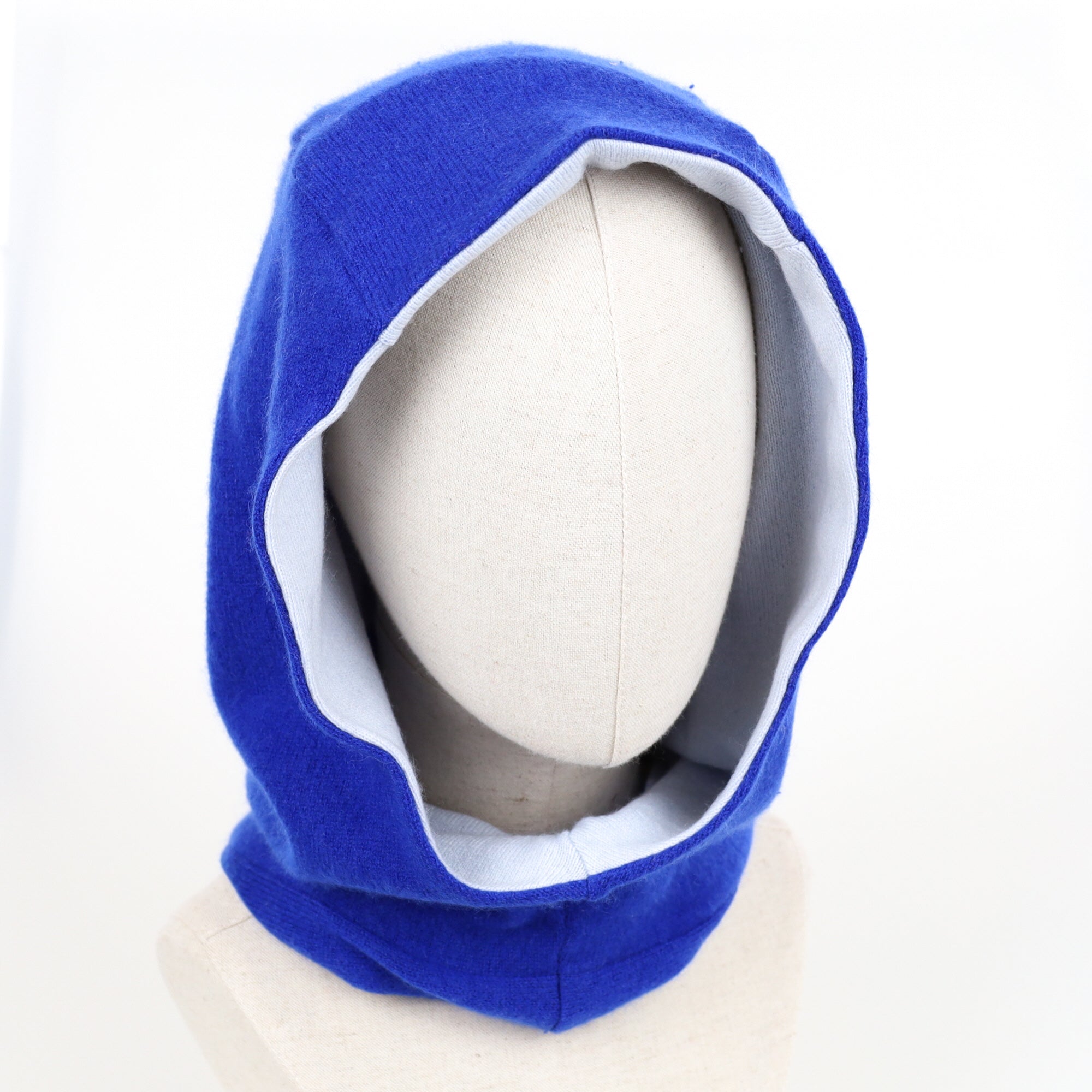 Cobalt and Sky Blue Luxury Reversible Cashmere Hood Unisex