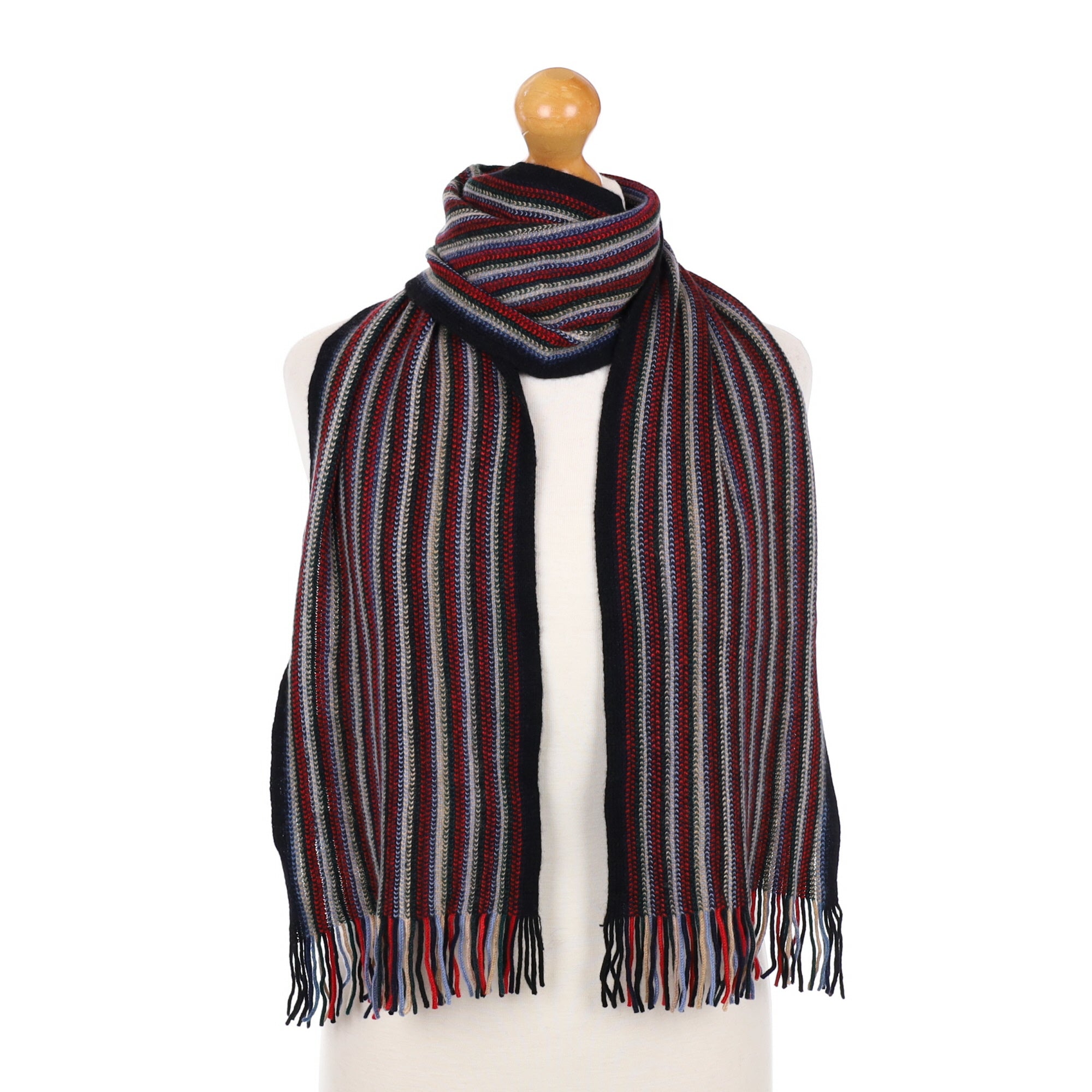 Brand New Multicoloured Red Navy Striped Scottish Scarf