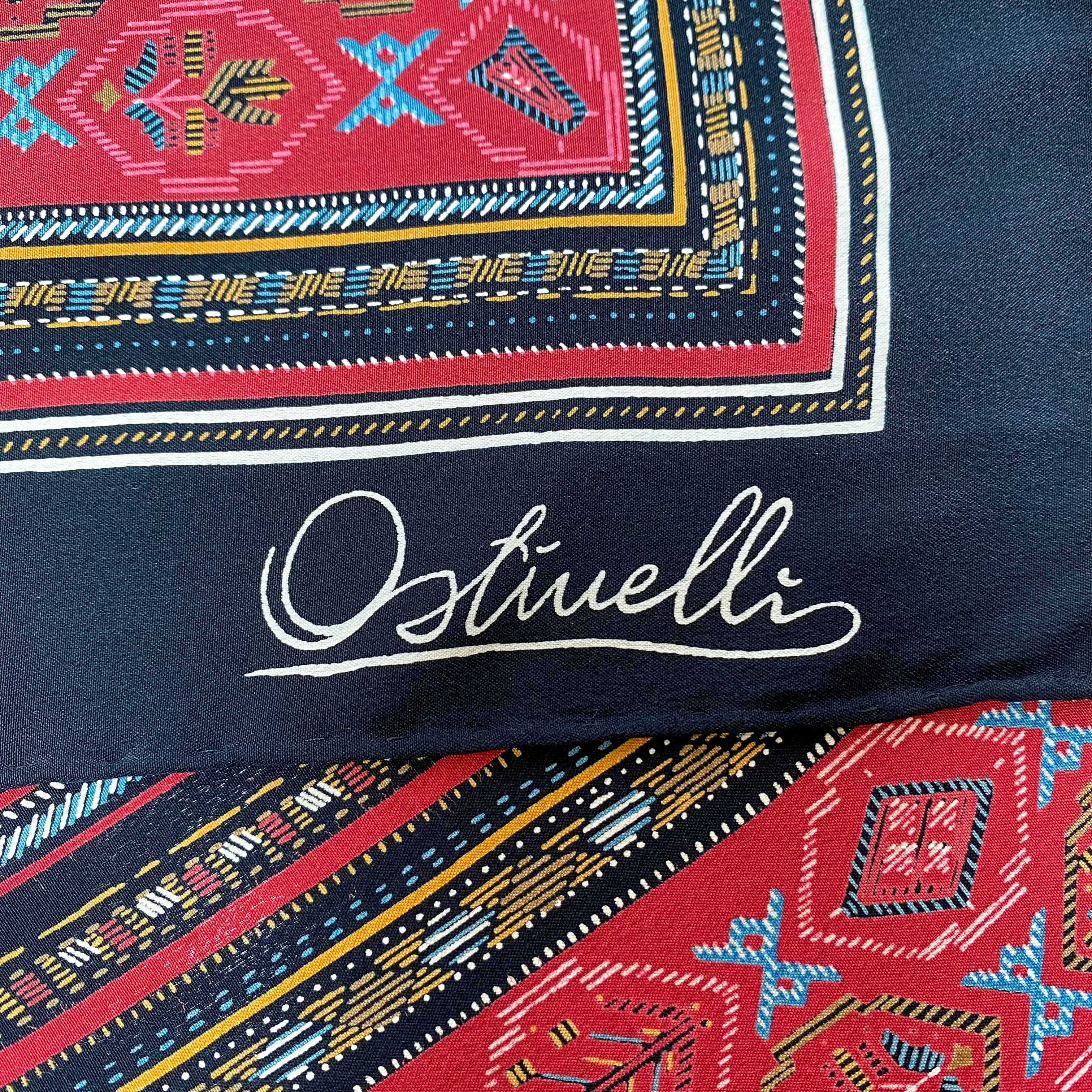 Unworn 1970s Ostinelli Vintage Silk Scarf