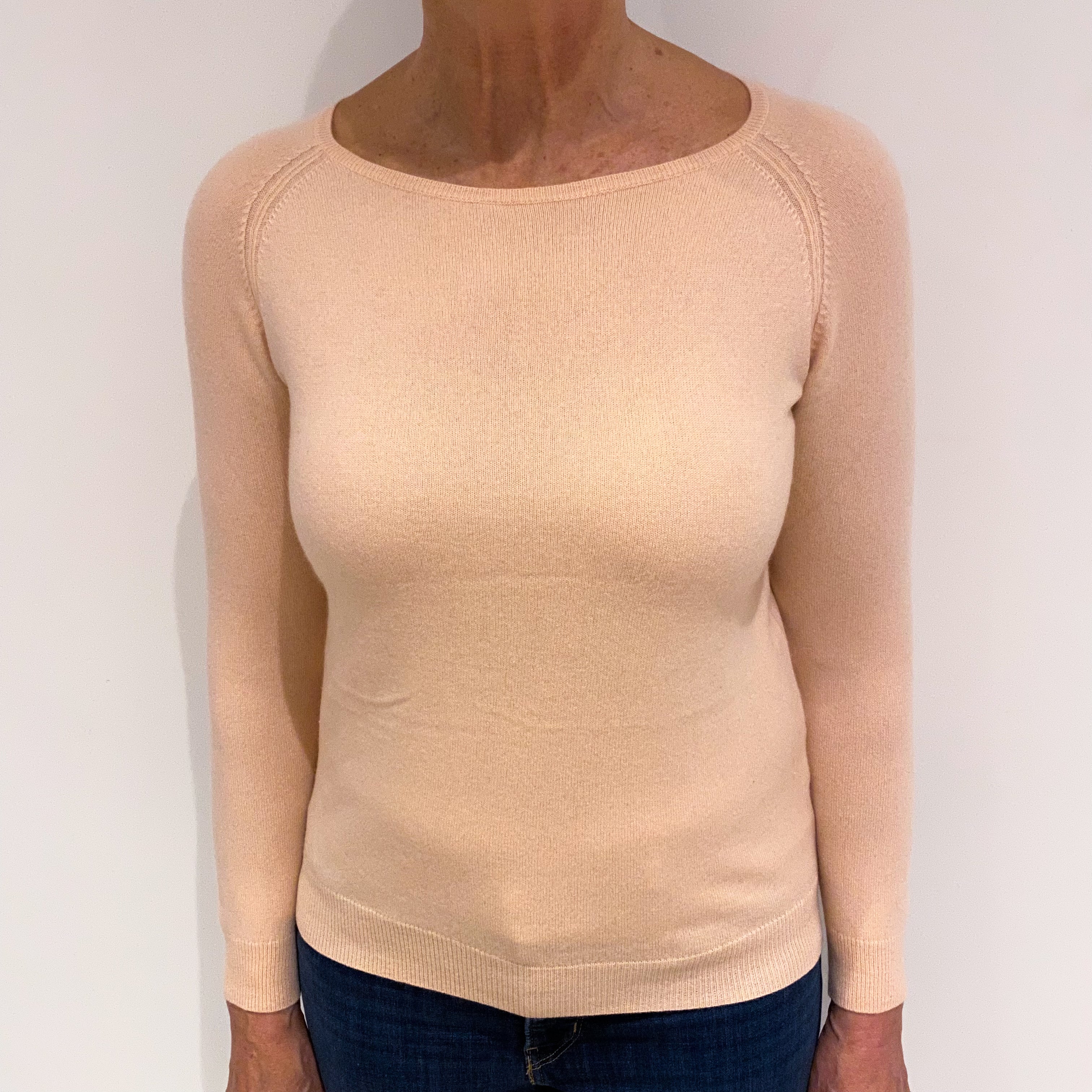 Melon Pink Cashmere Crew Neck Jumper Medium