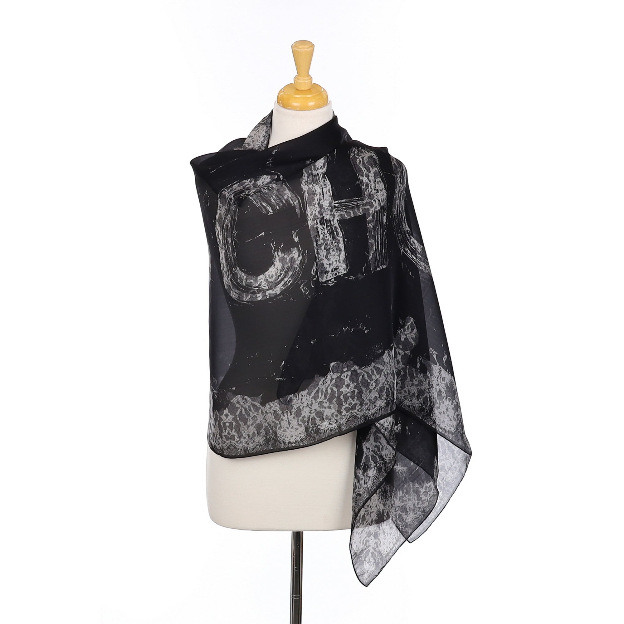 Brand New Jimmy Choo Black Silk Scarf