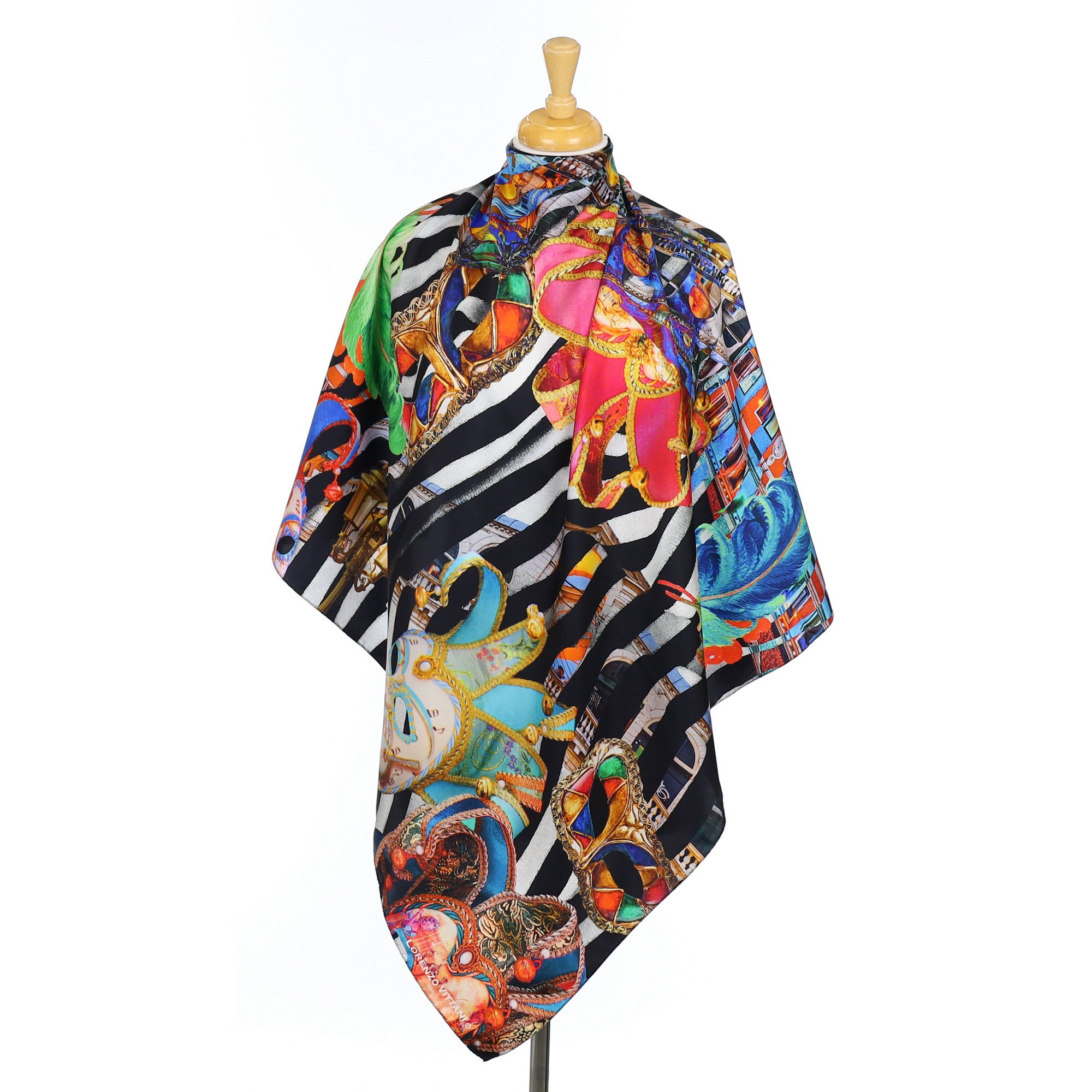 Italian Lorenzo Vittani Vibrant Silk Scarf