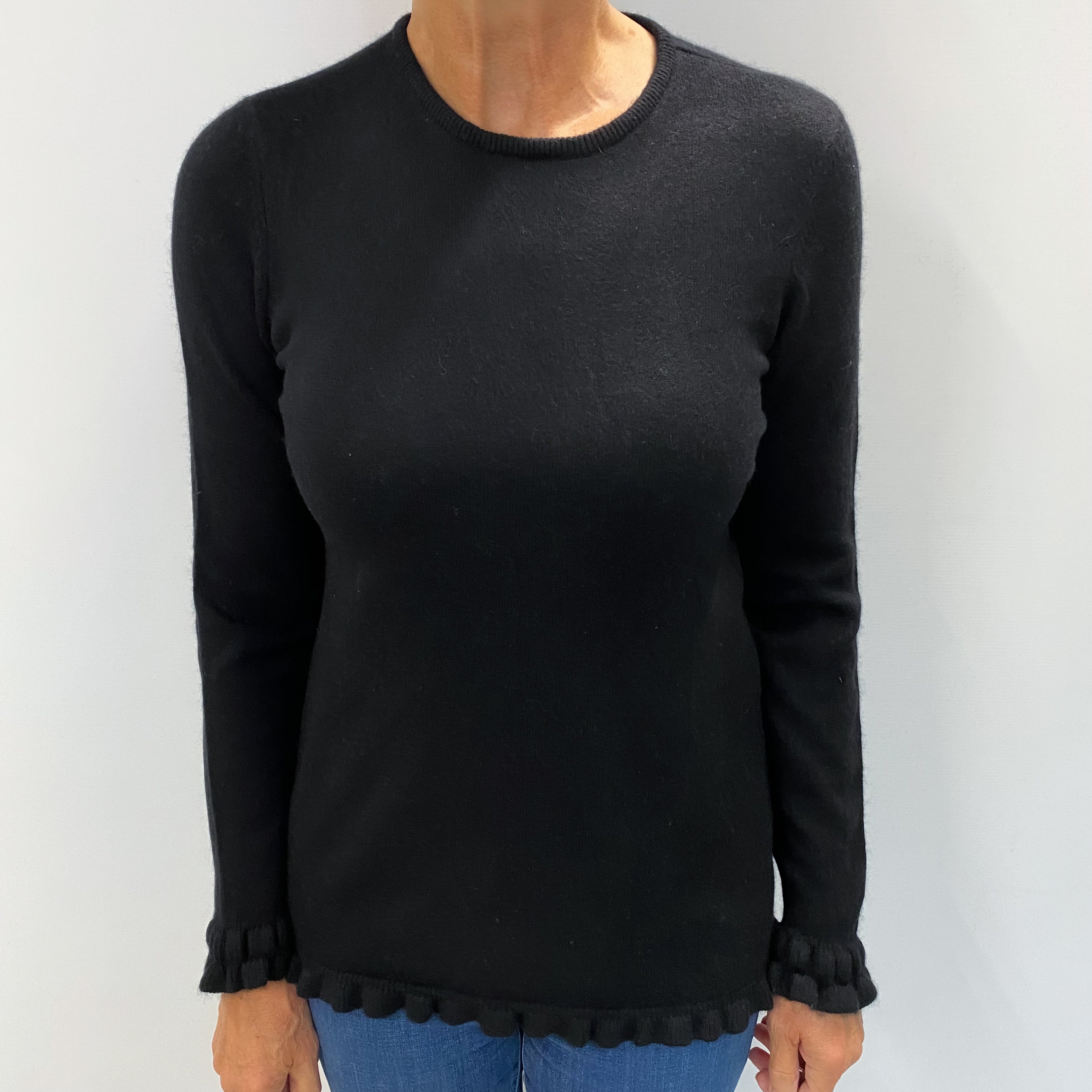 Black Cashmere Crew Neck Jumper Medium