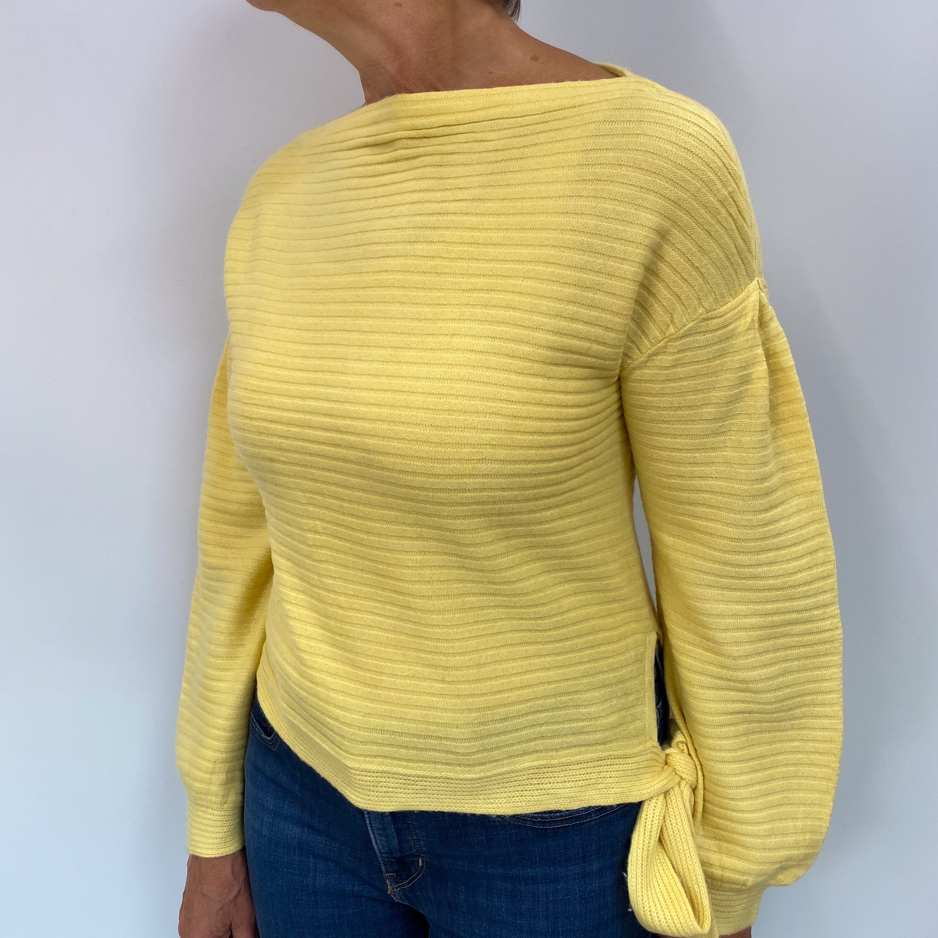 Pineapple Yellow Cashmere Slash Neck Jumper Medium