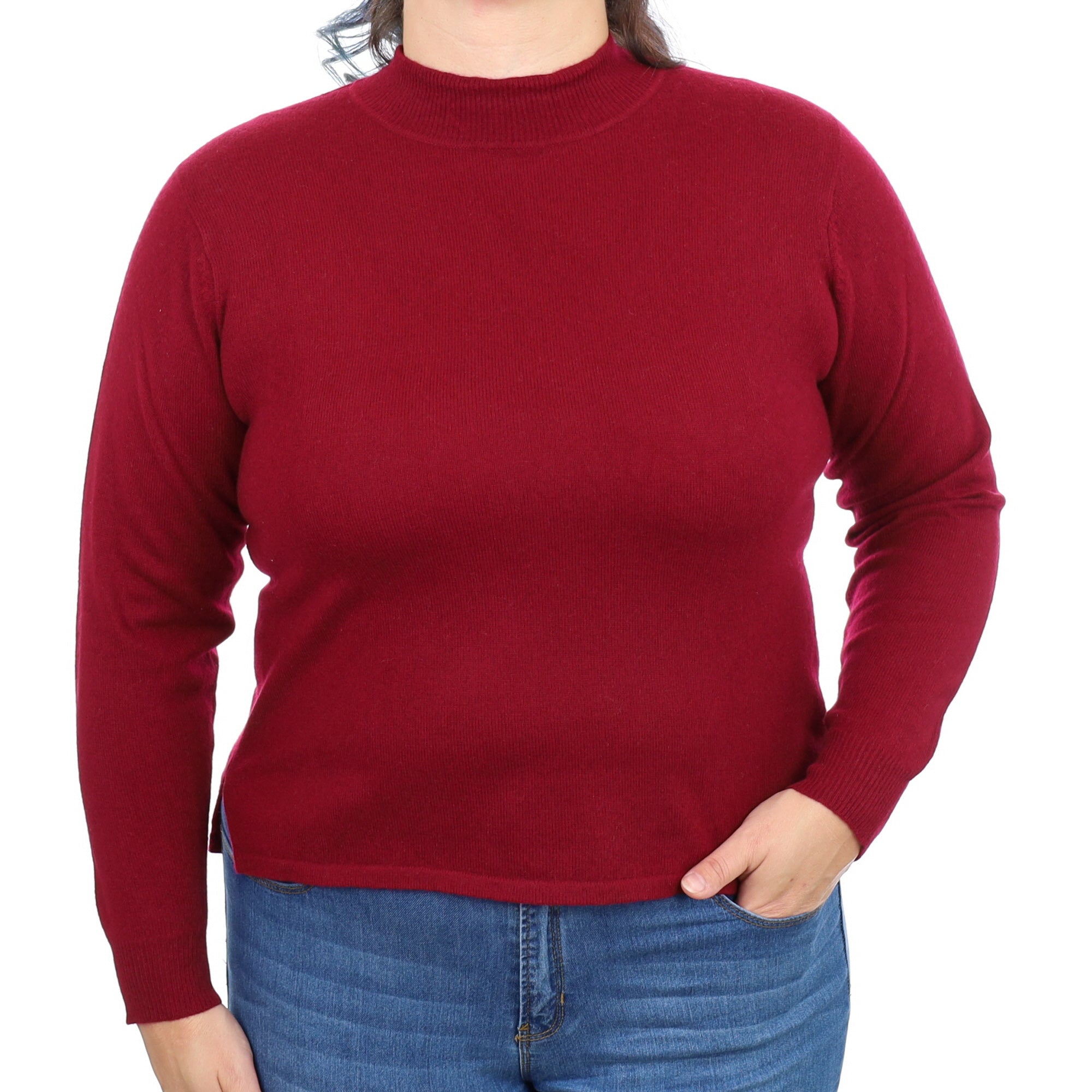 Burgundy Red Cashmere Turtle Neck Jumper Large