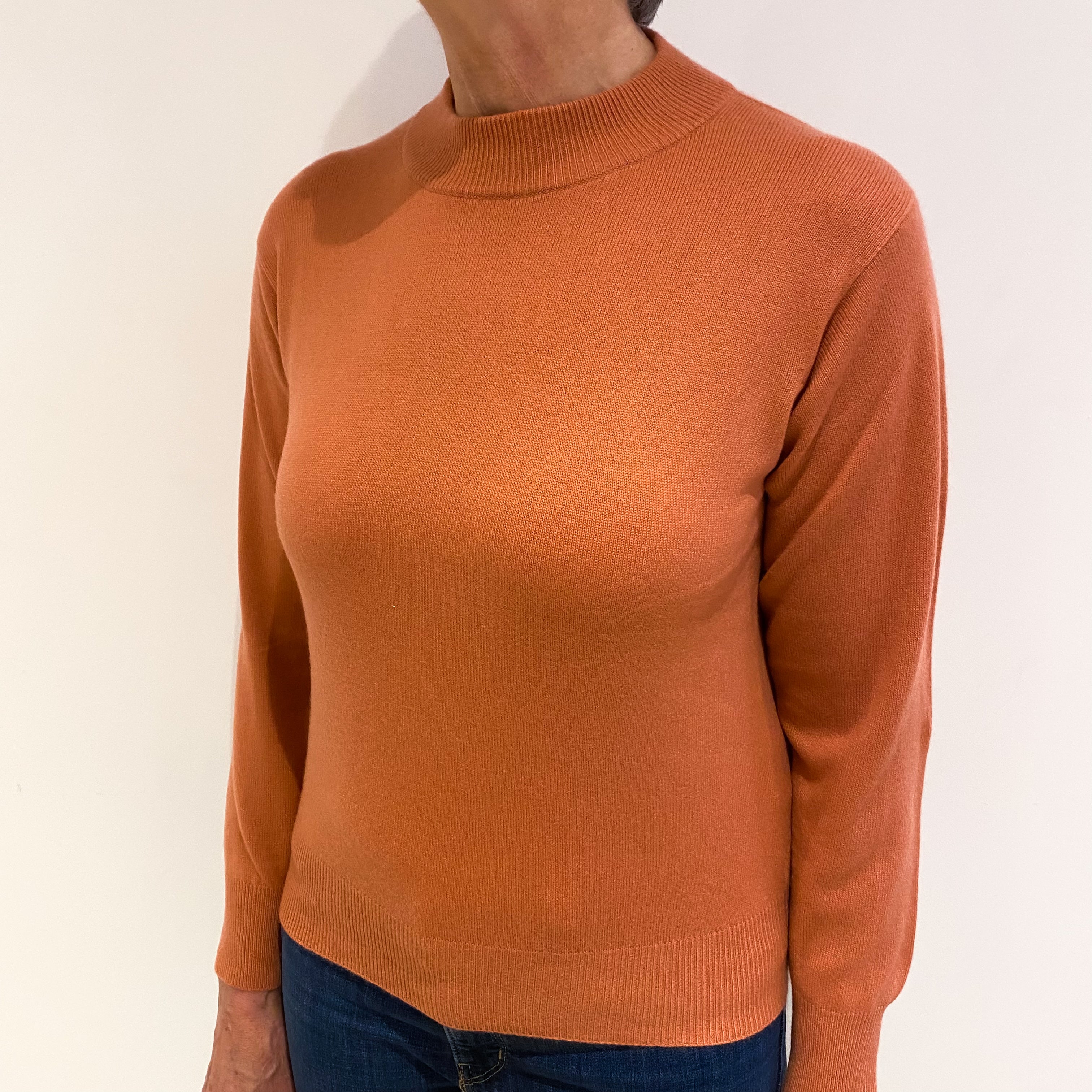 Terracotta Pink Cashmere Turtle Neck Jumper Medium