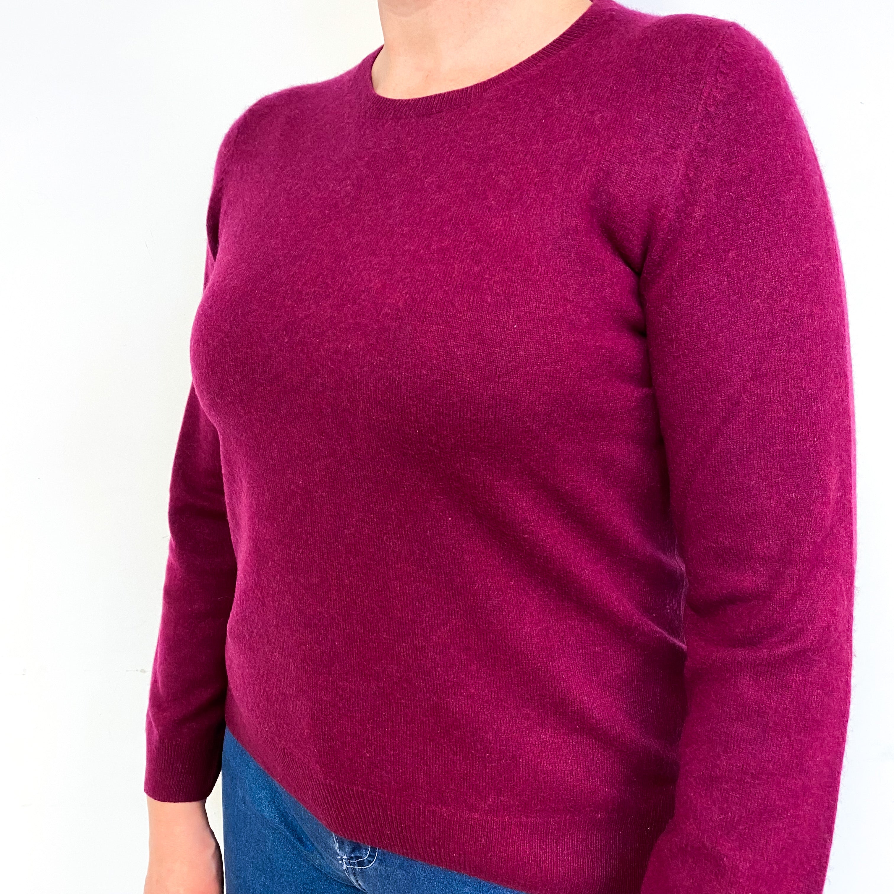 Plum Purple Cashmere Crew Neck Jumper Large