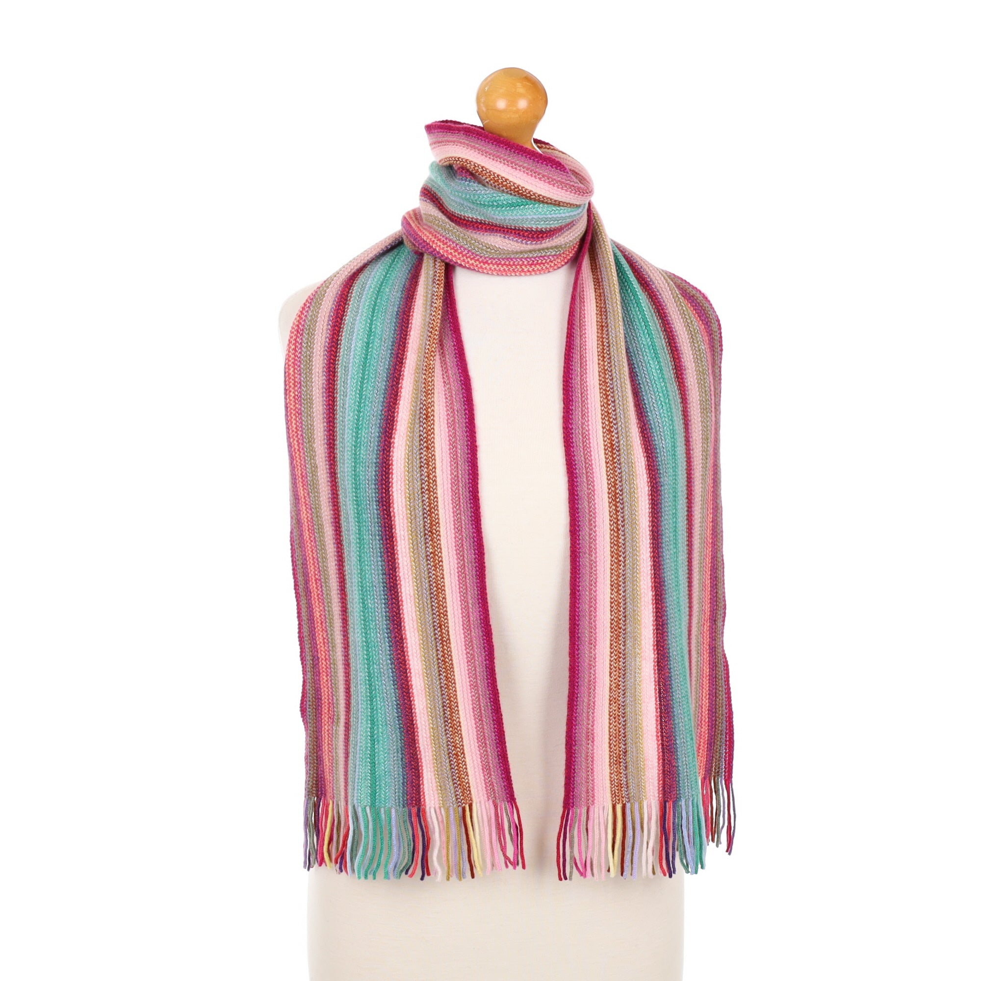 Brand New Pink Multicoloured Striped Scottish Scarf