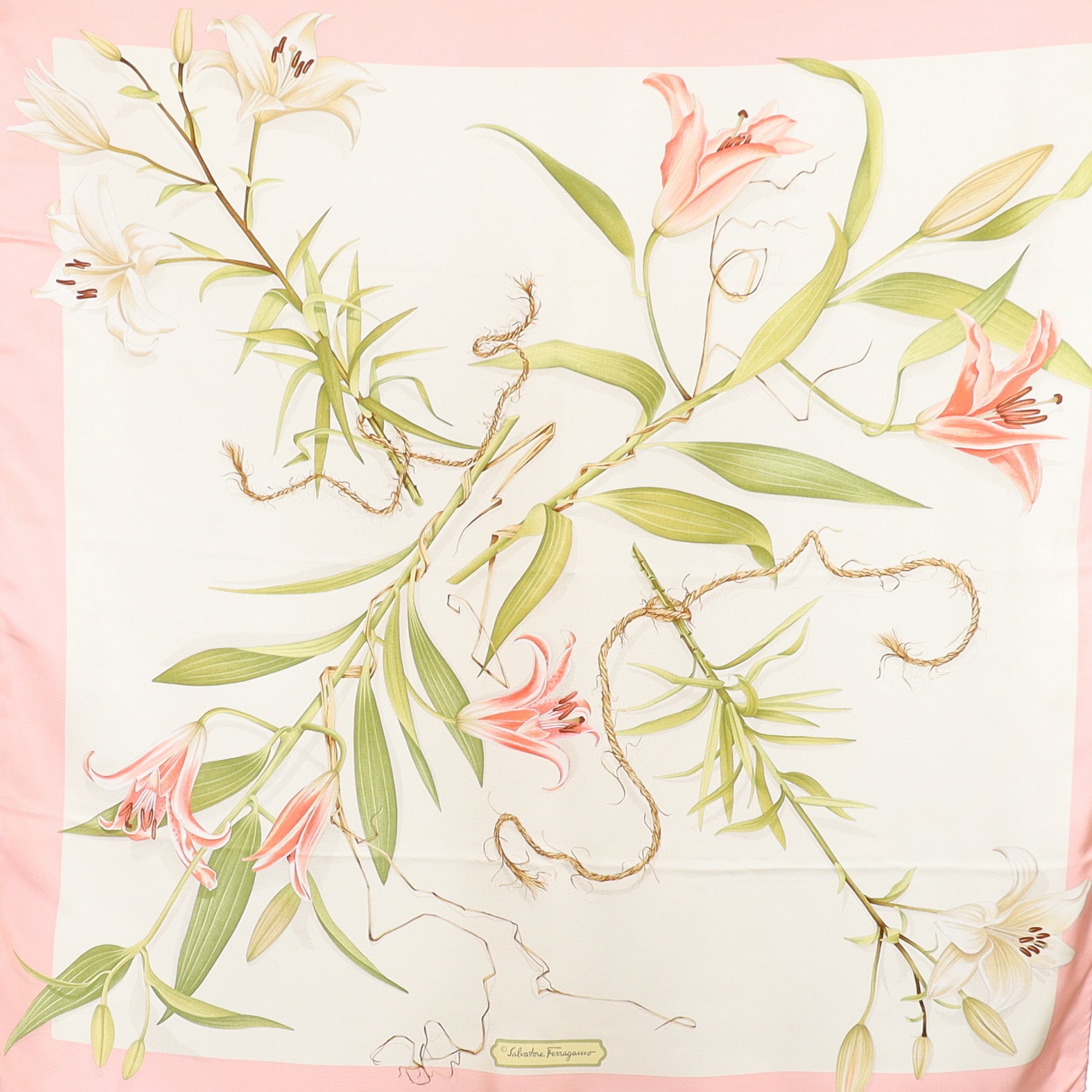 Immaculate Salvatore Ferragamo Lily Designer Silk Scarf