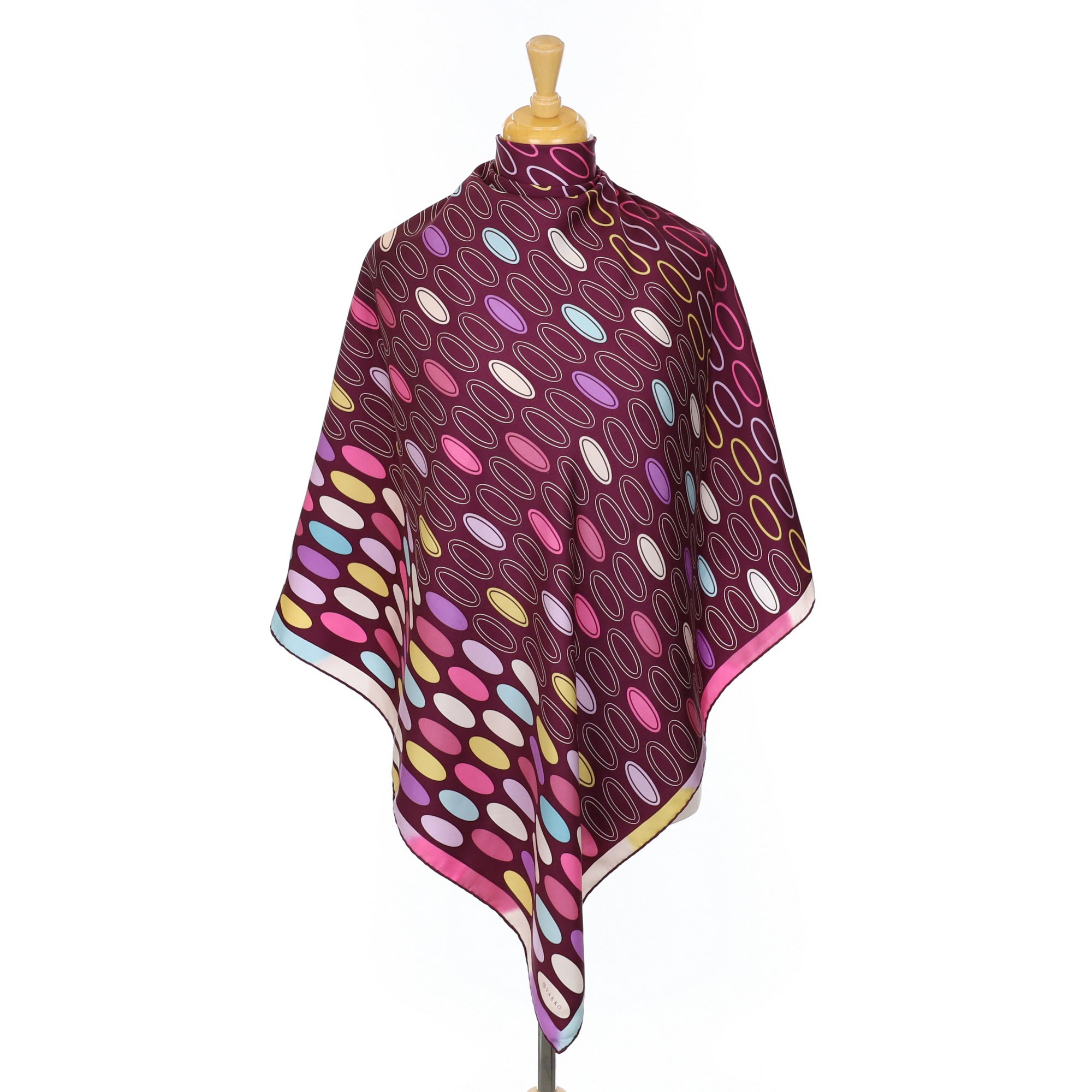 Vakko Abstract Aubergine Silk Scarf