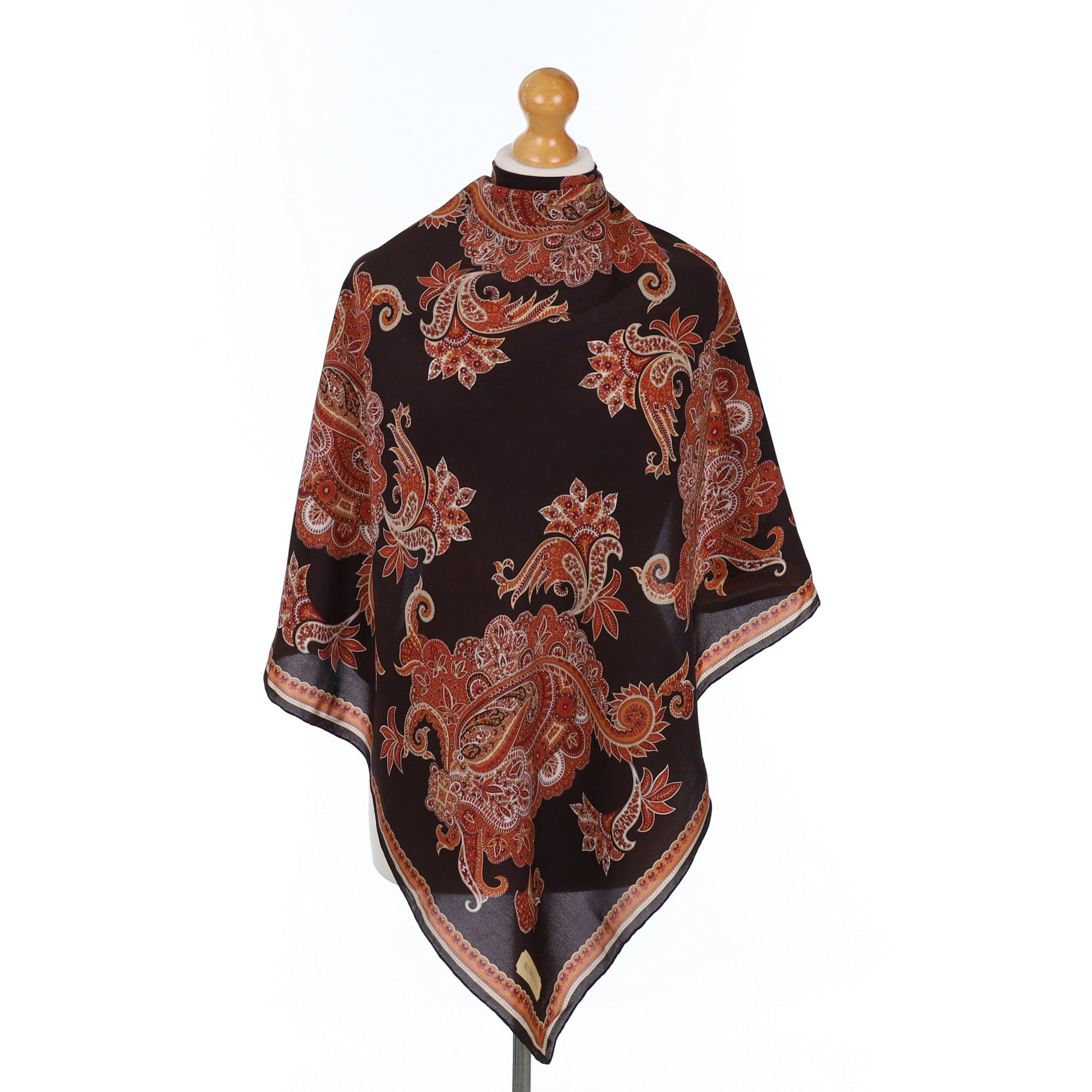 Moretti Brown and Orange Vintage Silk Scarf