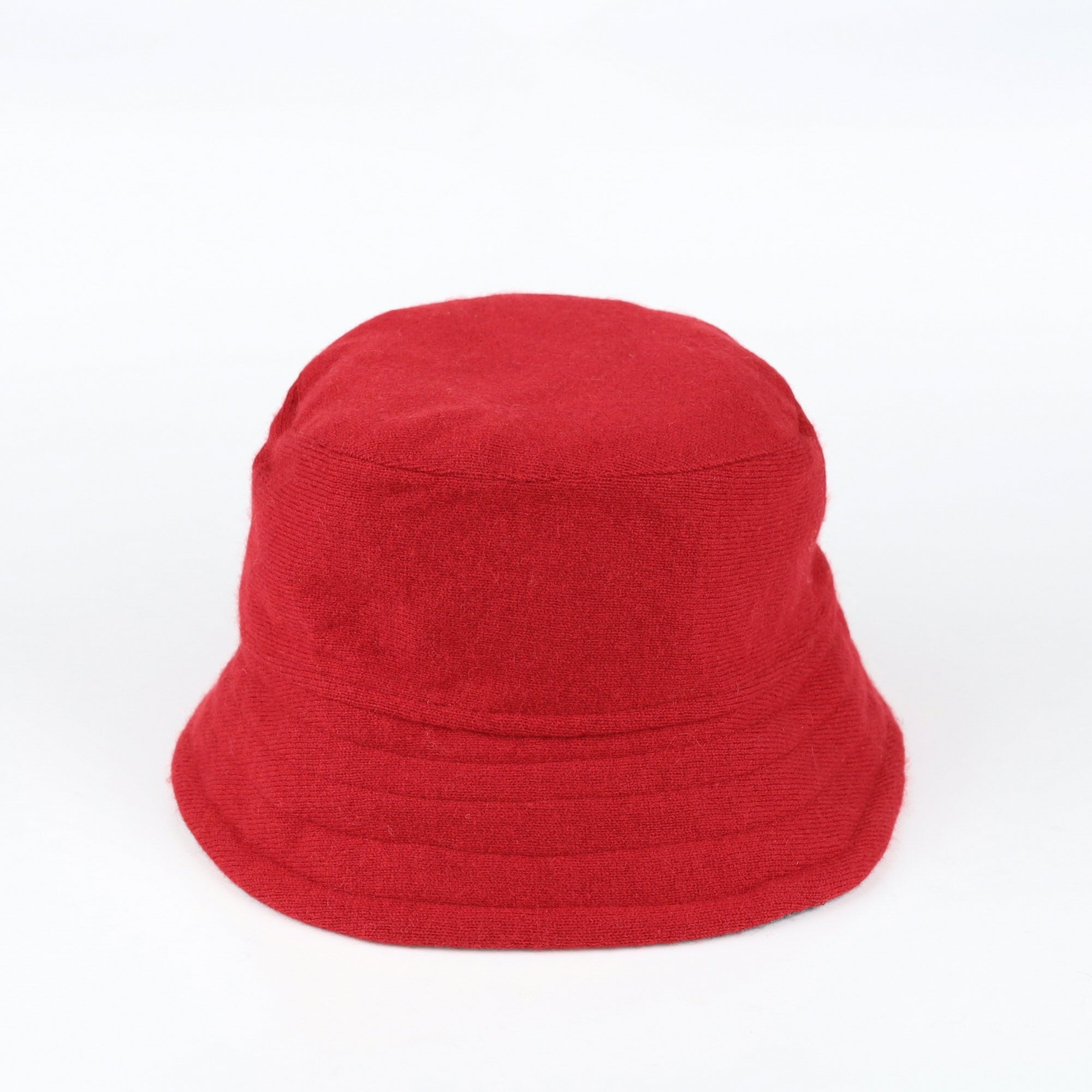 Slate Grey and Red Reversible Cashmere Bucket Hat Small