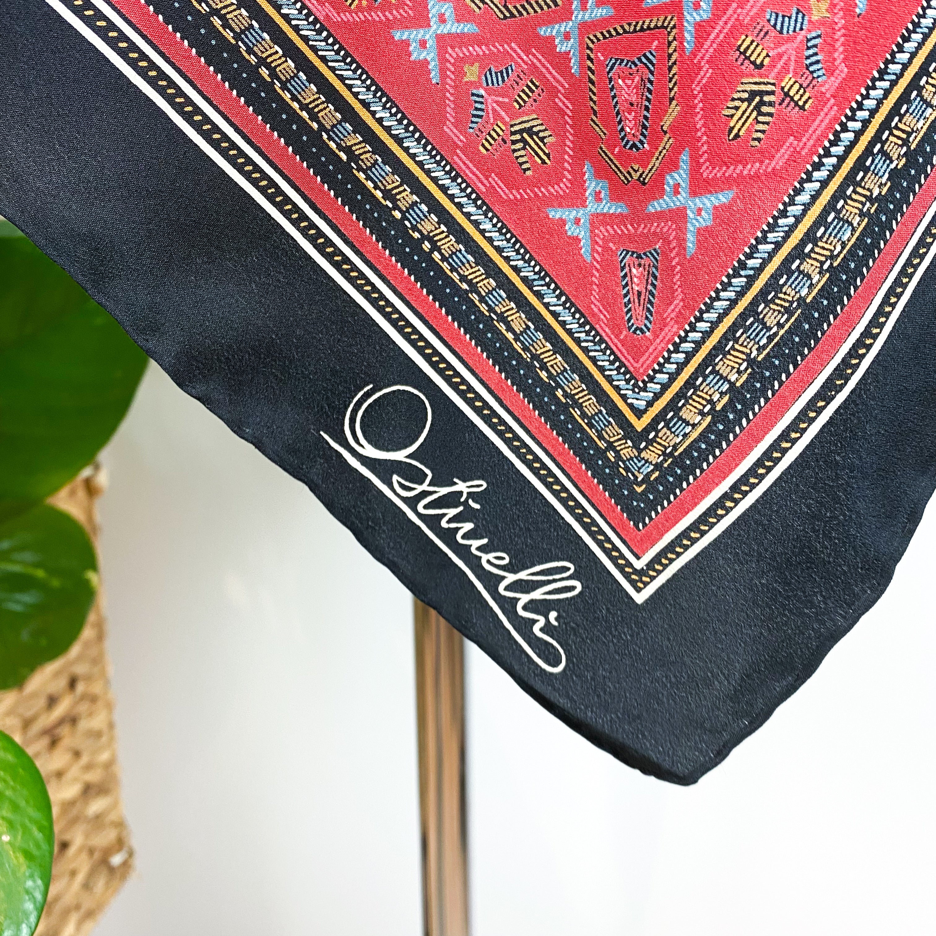 Unworn 1970s Ostinelli Vintage Silk Scarf