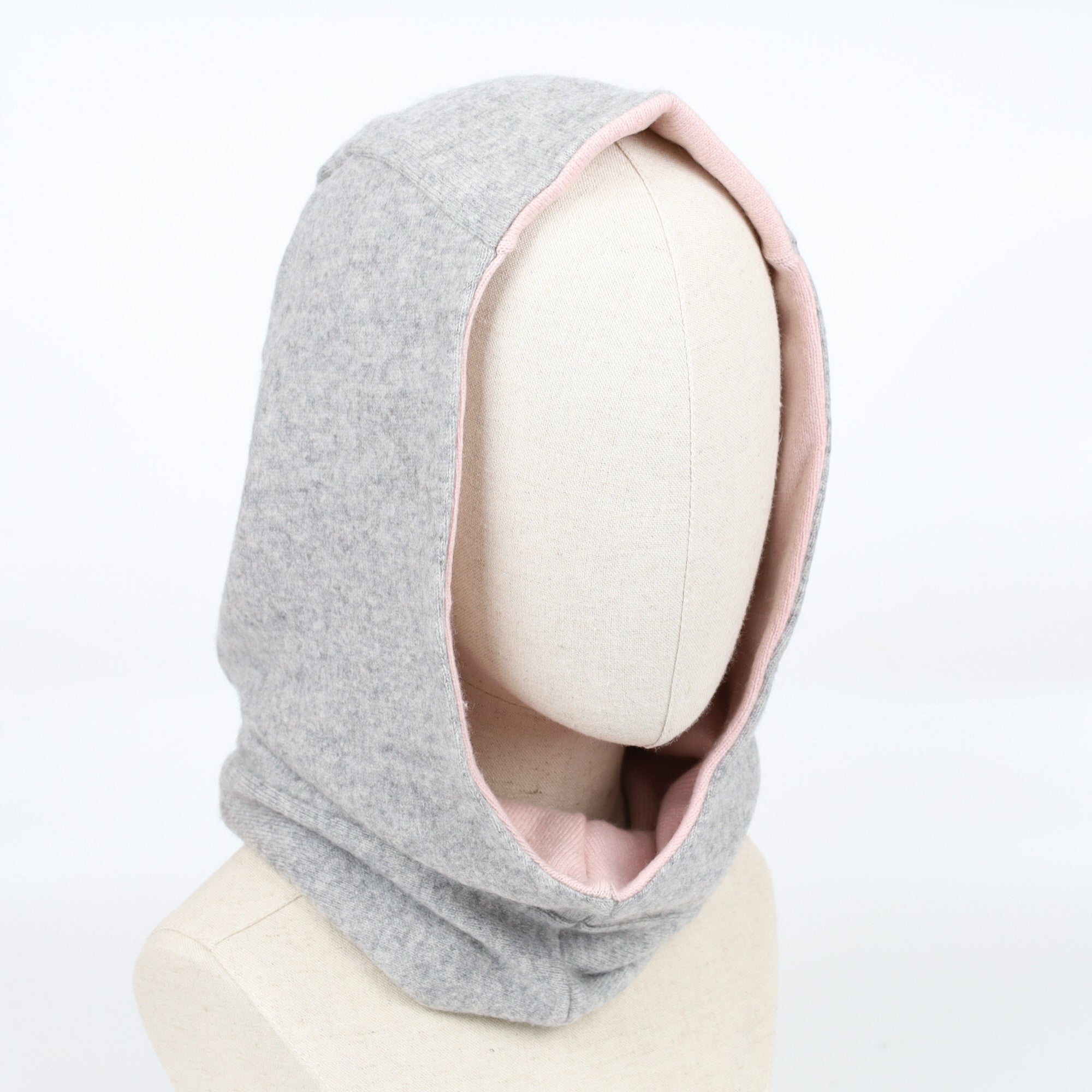 Ash Grey and Pale Pink Luxury Reversible Cashmere Hood Unisex