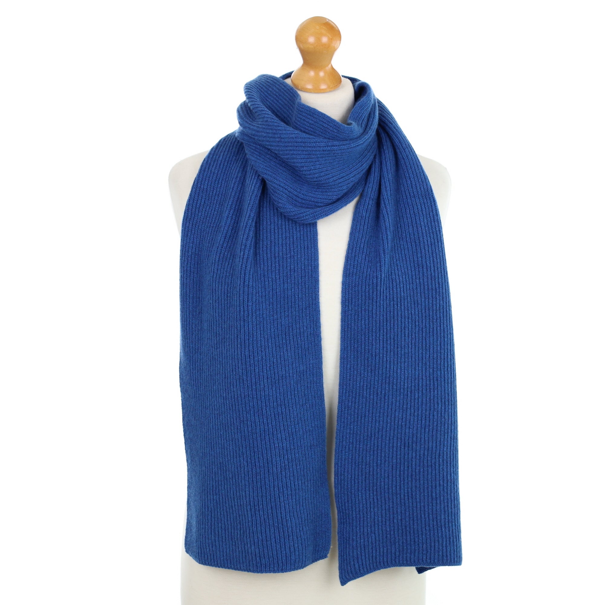 Brand New Scottish Admiral Blue Rib Cashmere Scarf