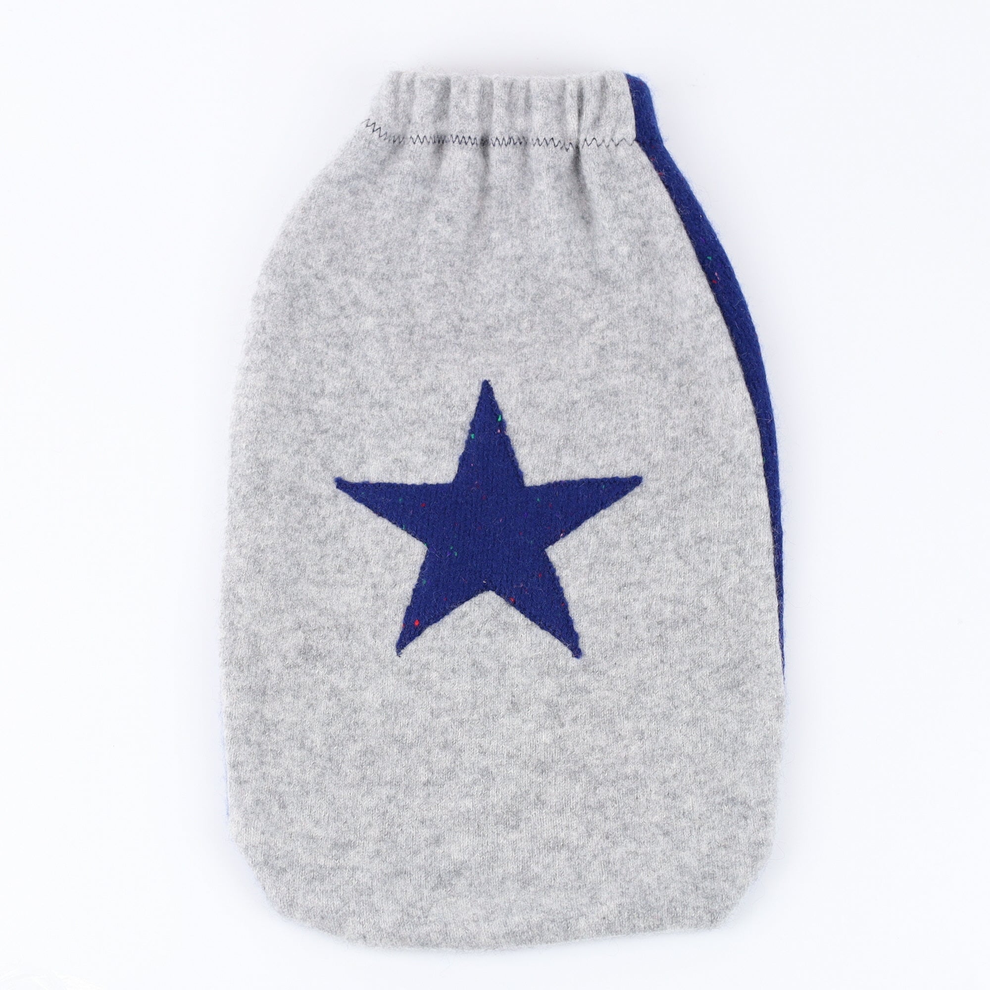 Ash Grey and Navy Fleck Cashmere Large Hot Water Bottle