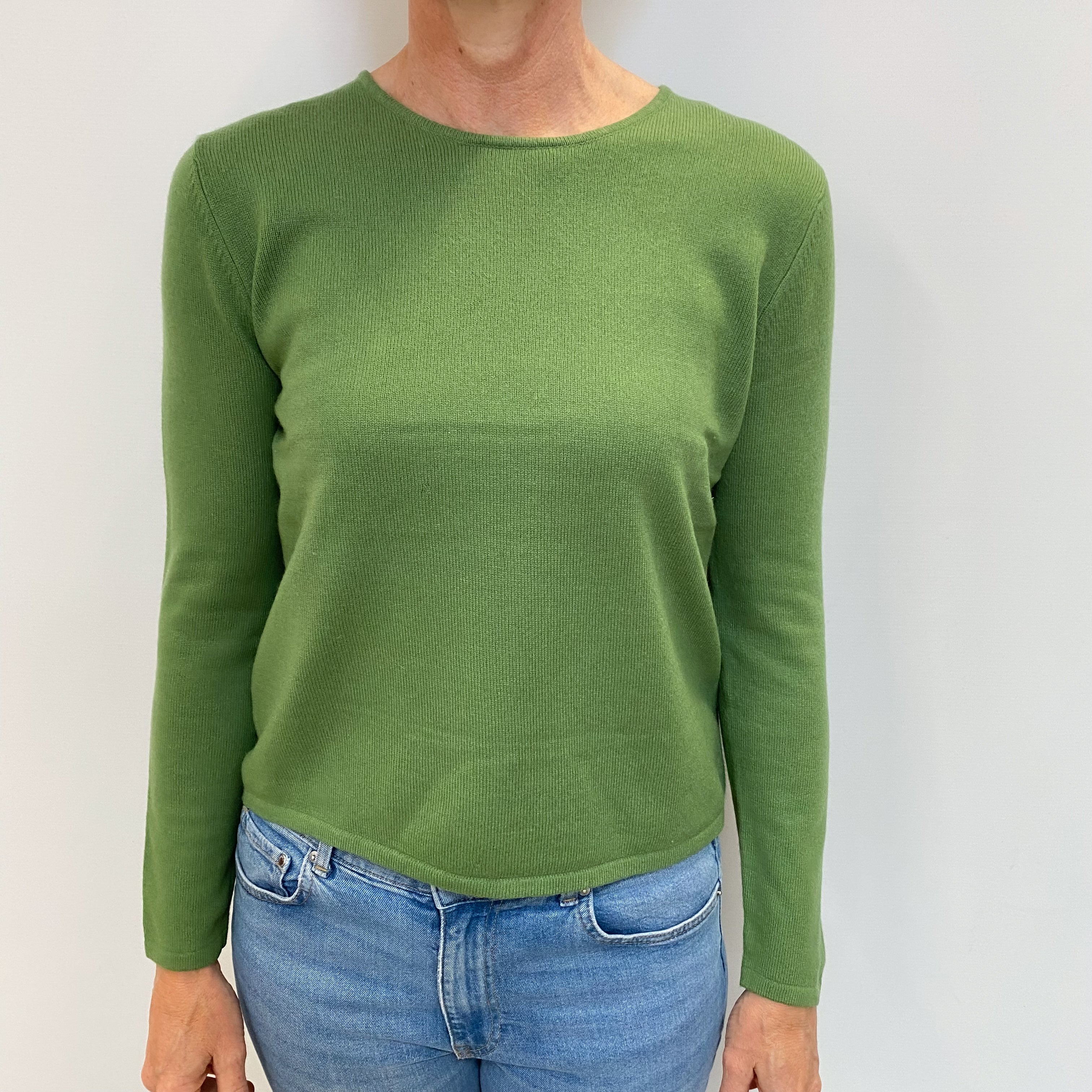 Fern Green Cashmere Crew Neck Jumper Small