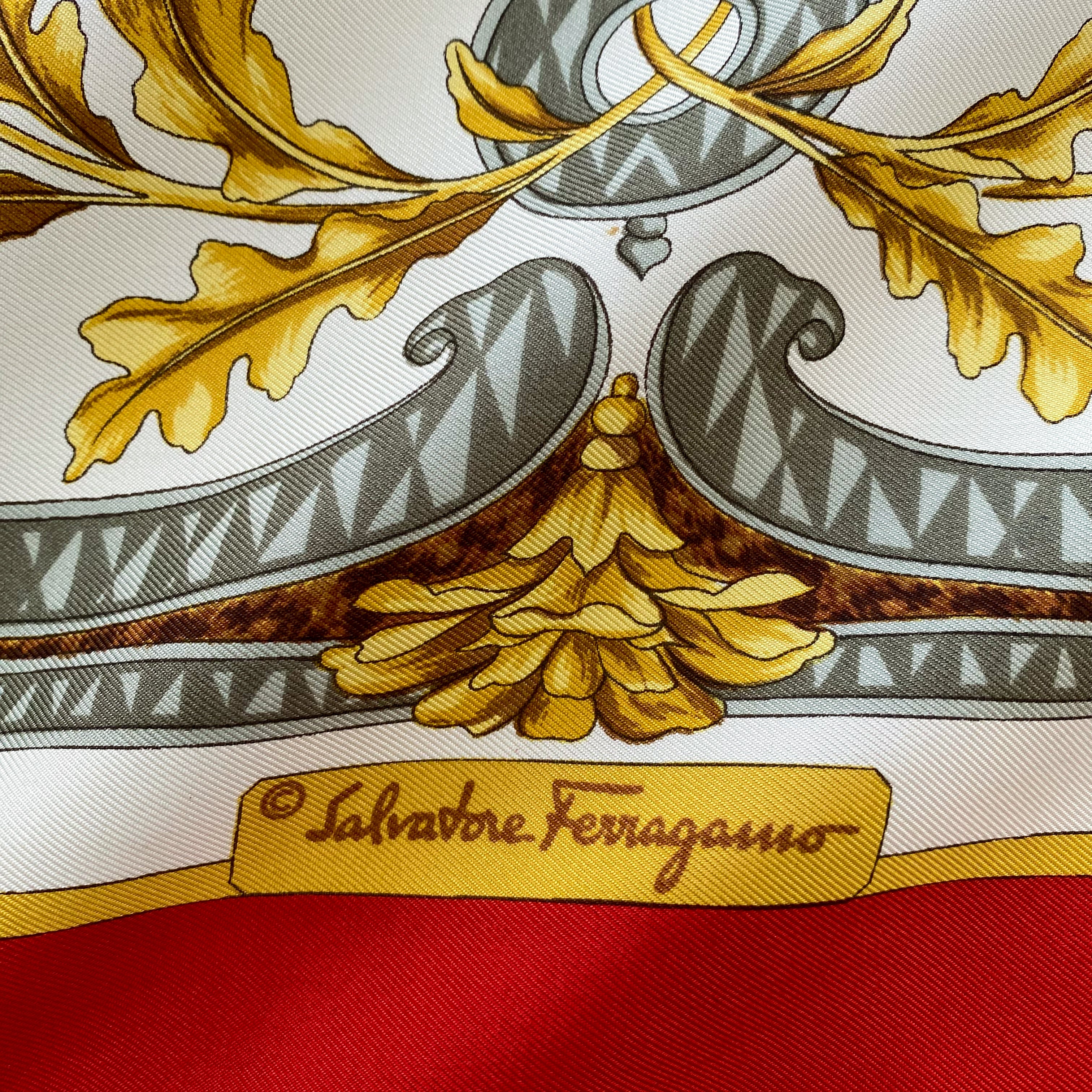 Salvatore Ferragamo Red Designer Silk Scarf