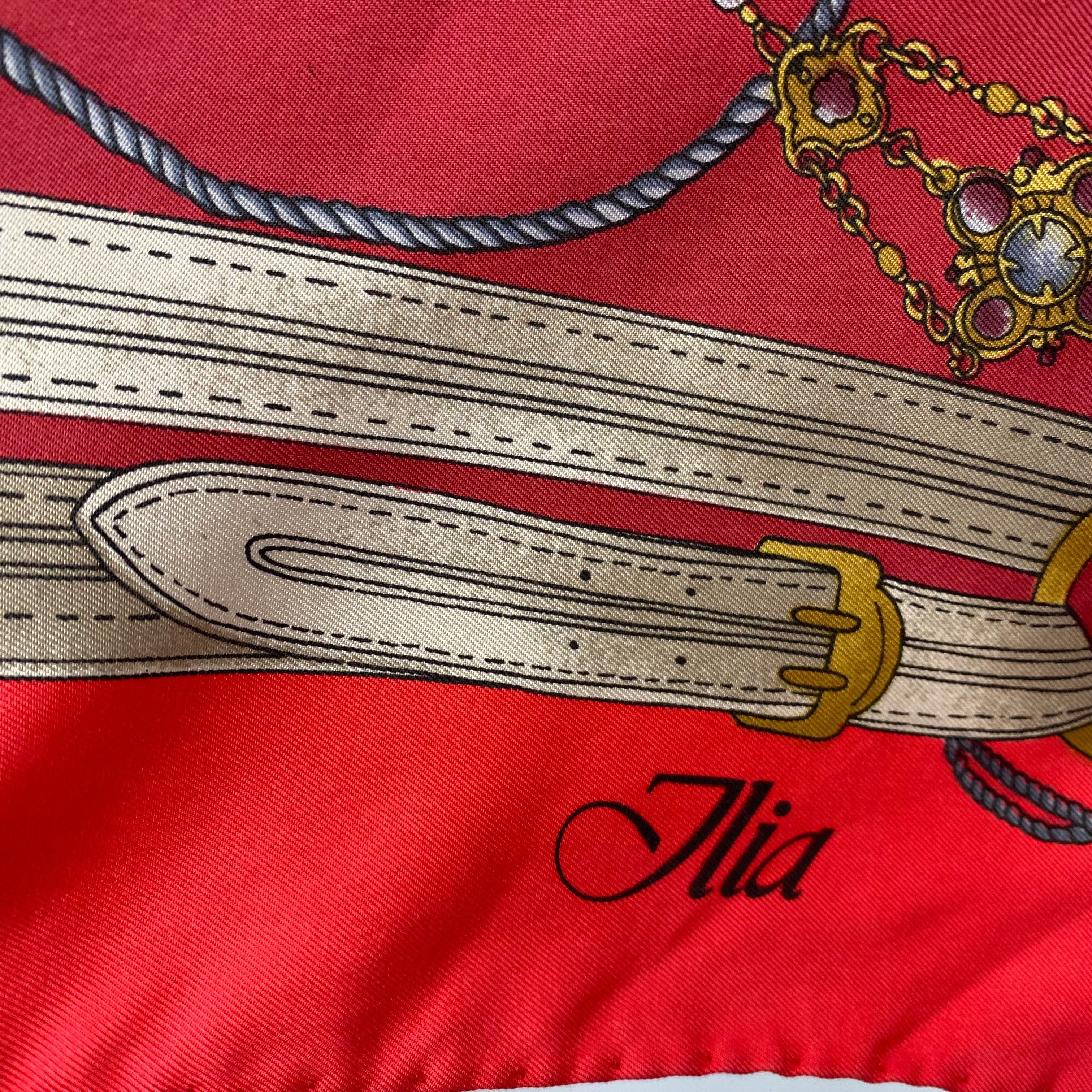 Red Italian Vintage Silk Scarf