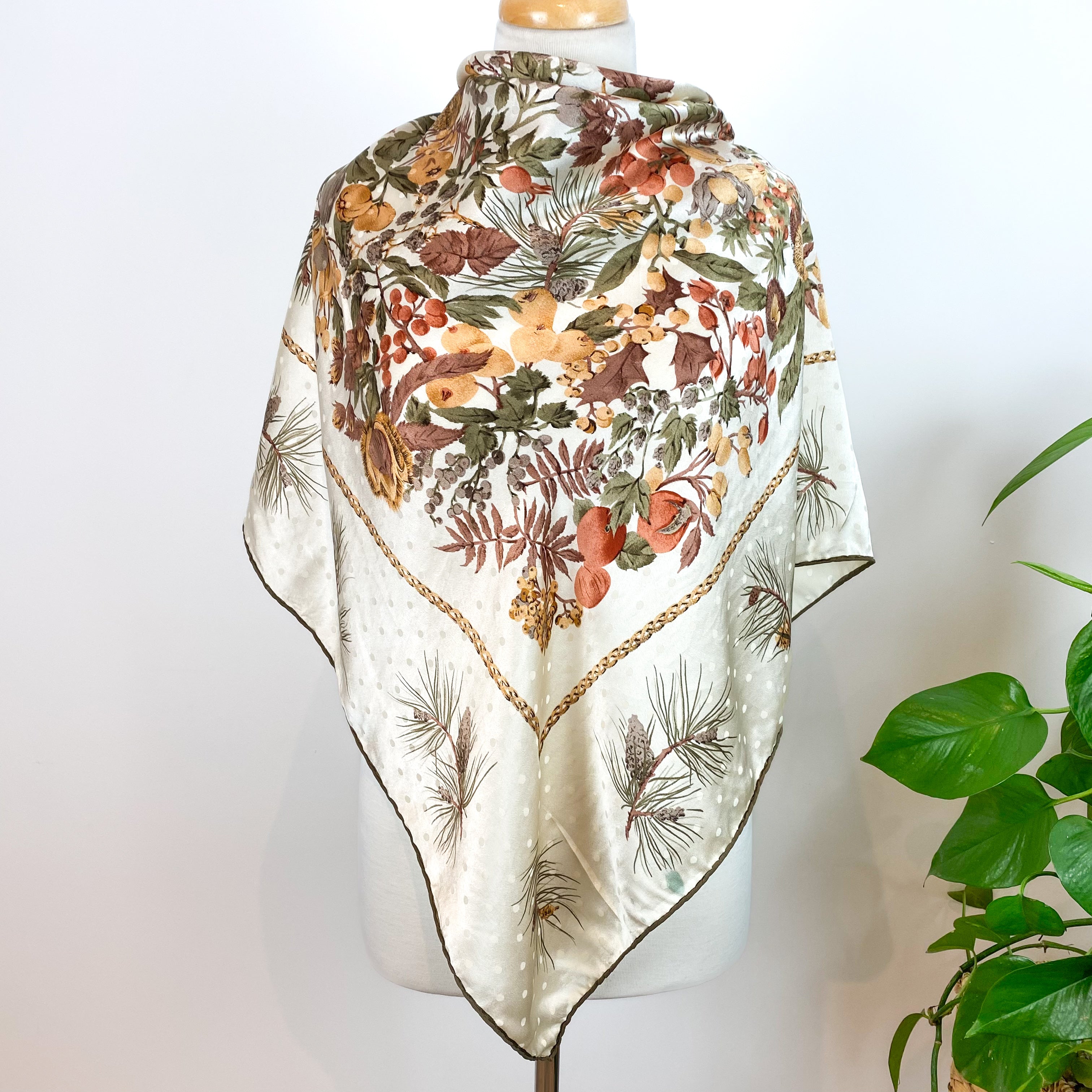 Unworn 1970s Ostinelli Vintage Silk Scarf