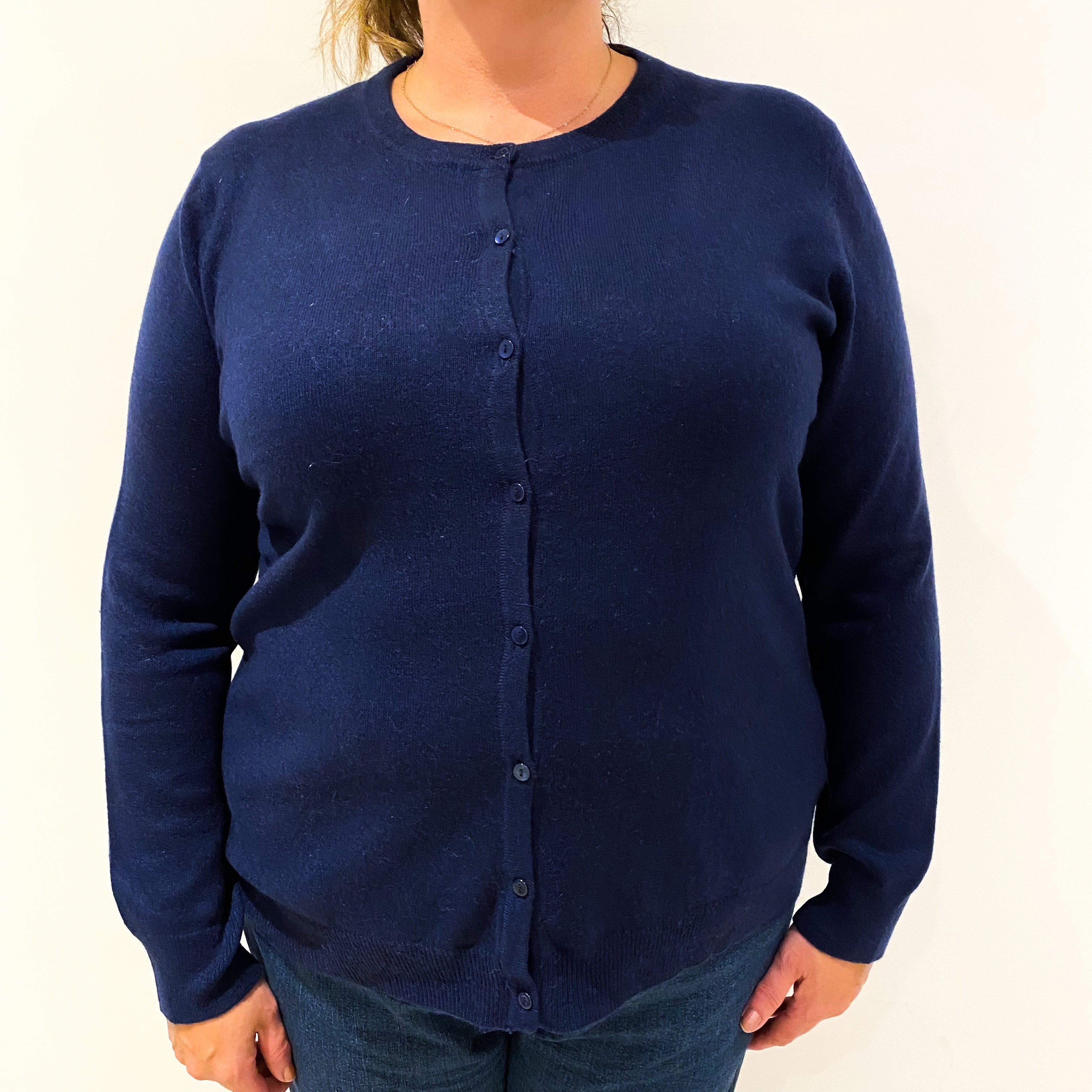 Navy Blue Cashmere Cardigan Extra Large