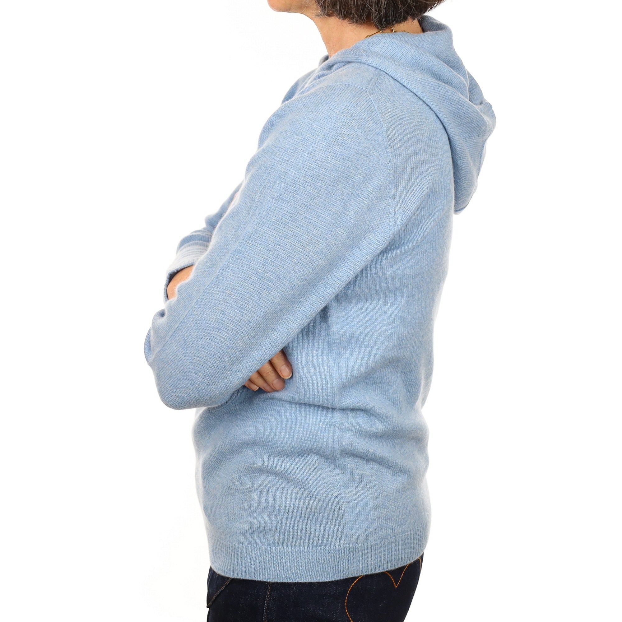 Brand New Scottish Hazy Blue Cashmere Hoodie Medium