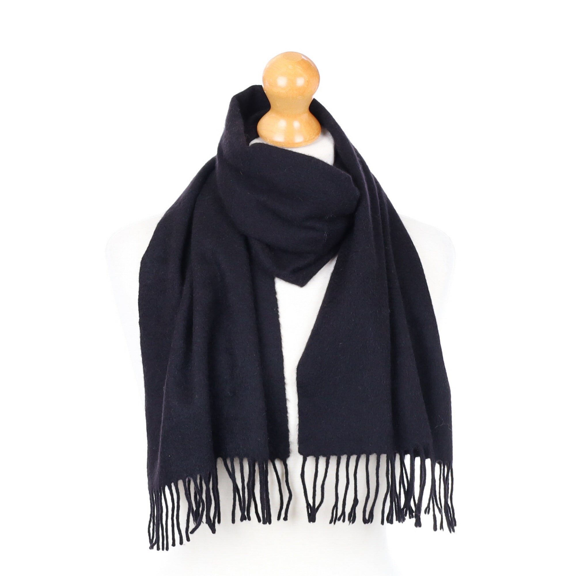 Black Fringed Cashmere Woven Scarf