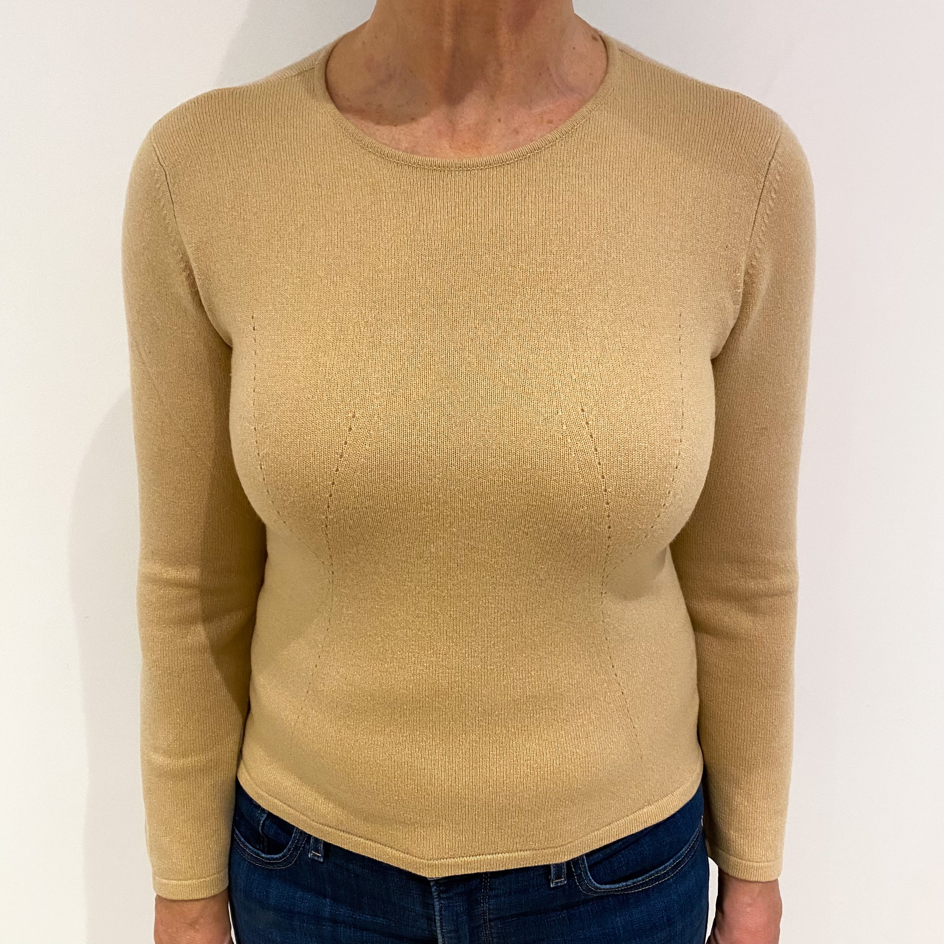 Caramel Brown Cashmere Crew Neck Jumper Medium